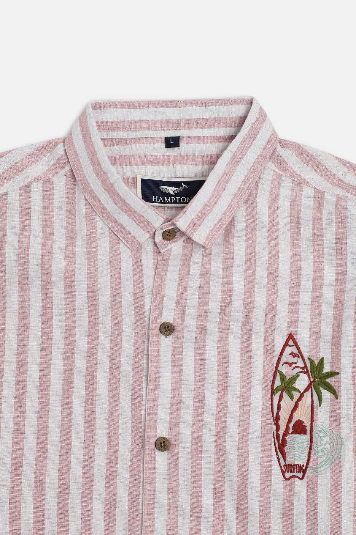 Coastal Reverie Cotton Regular Fit Pink Striped Shirt