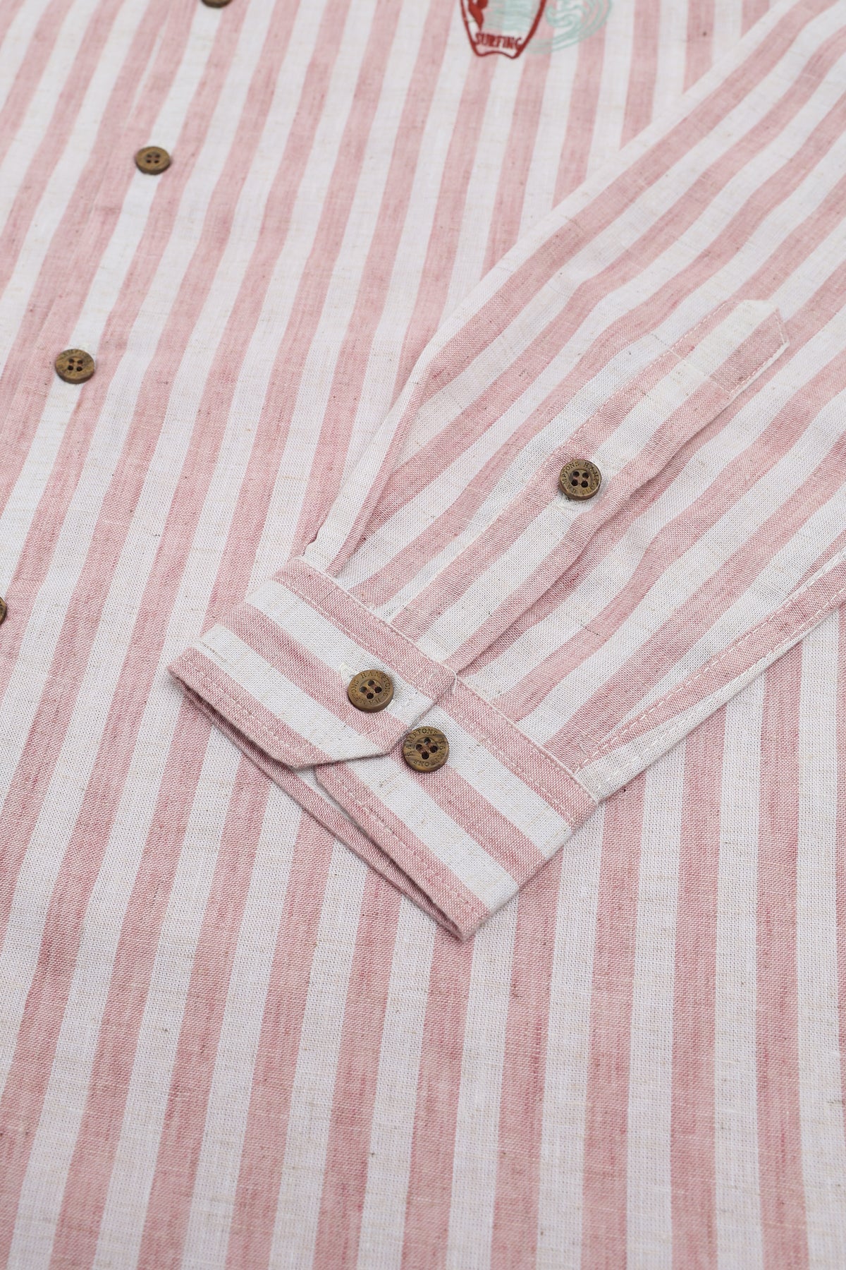 Coastal Reverie Cotton Regular Fit Pink Striped Shirt