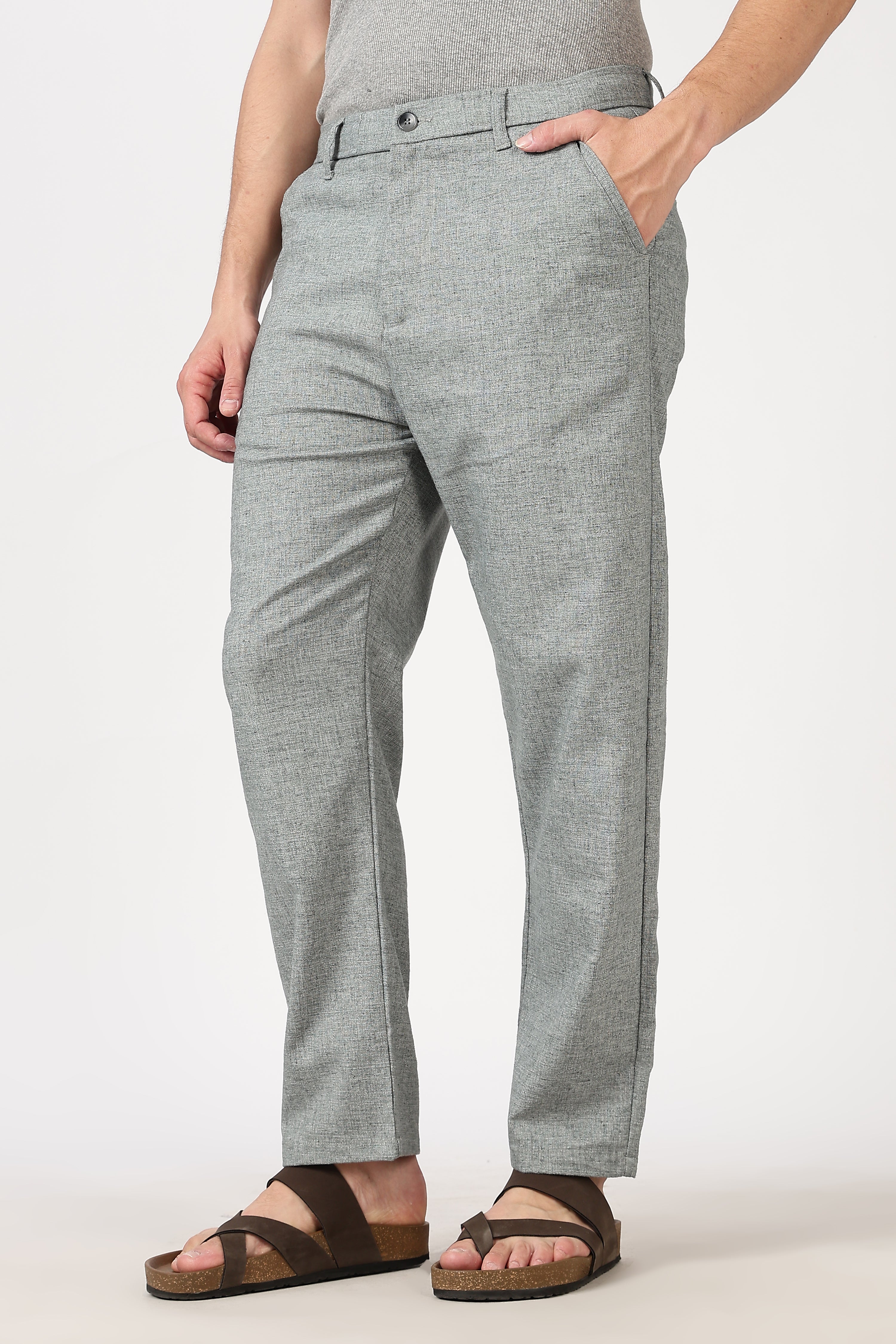 Linen-style 100% Cotton Straight Fit Mint Green Pant
