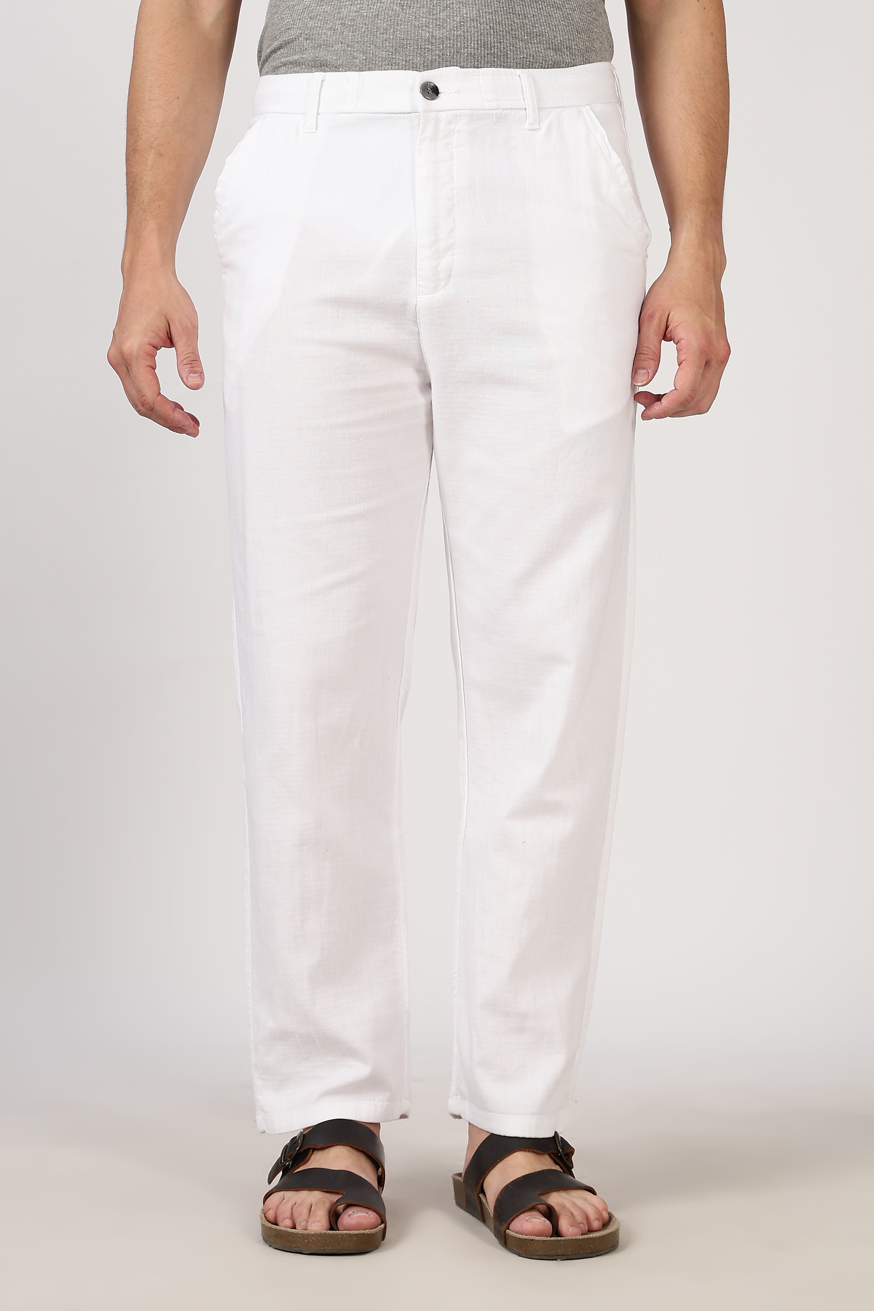 Buy Linen-style 100% Cotton Straight Fit White Pant - Hamptons