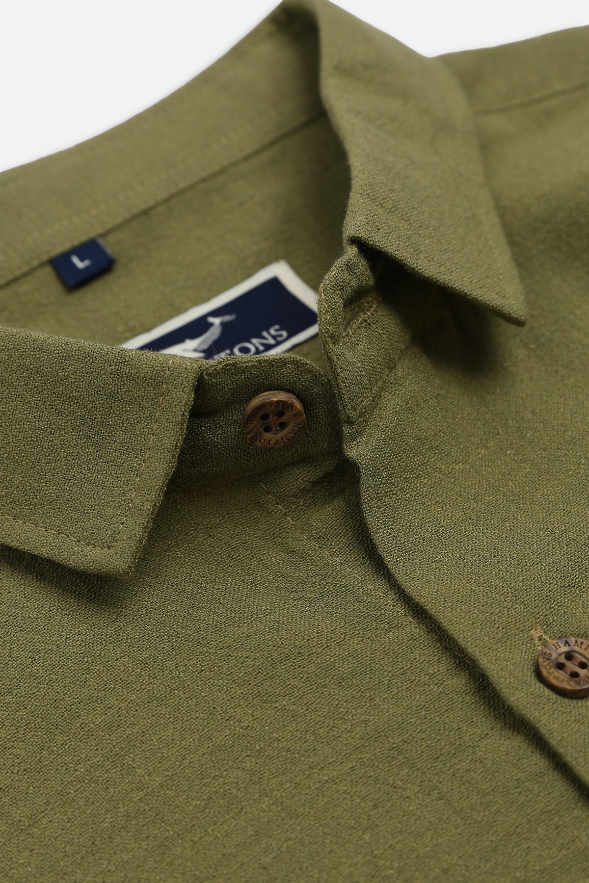 The Volleyball Cotton Regular Fit Olive Green Embroidered Shirt