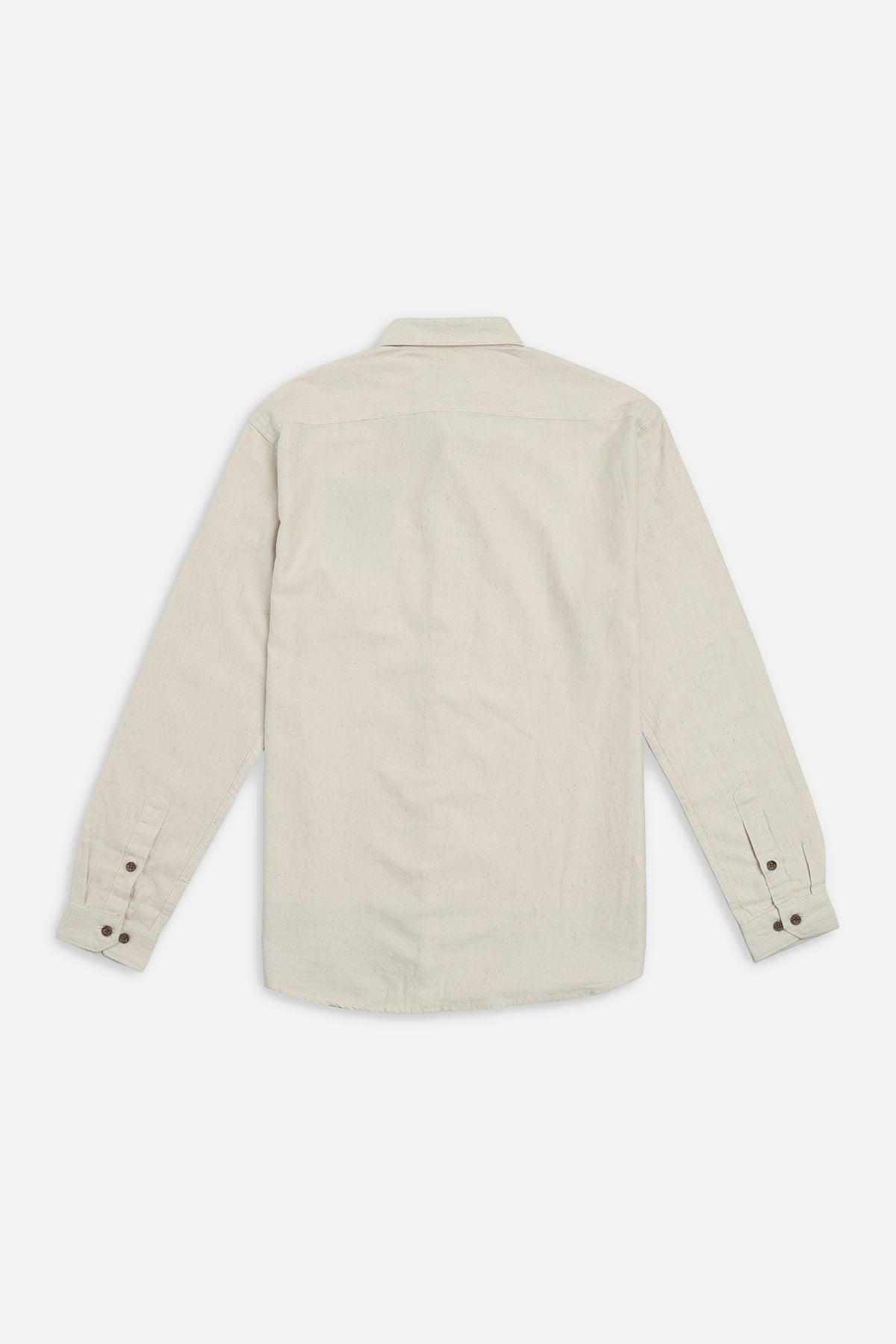 Palm Story Cotton Regular Fit Beige Embroidered Shirt