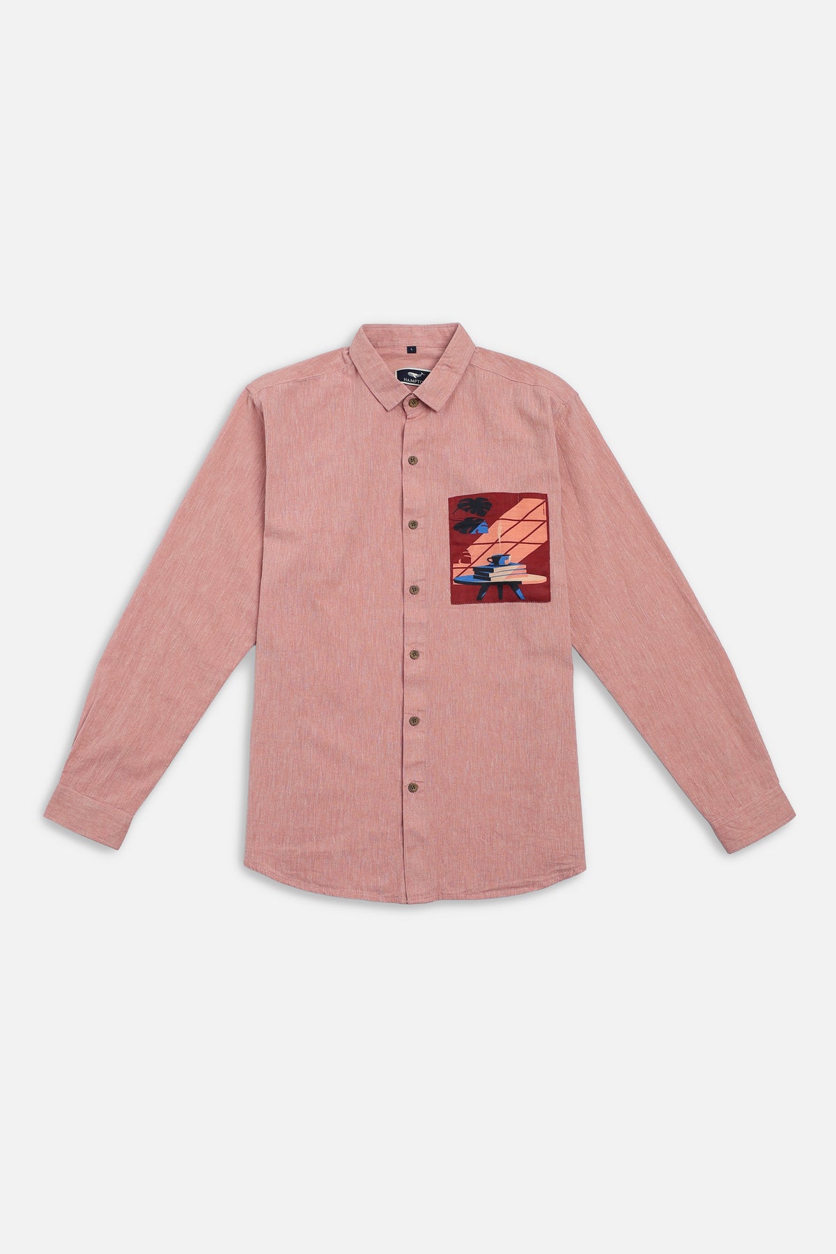 Sunset Lounge Cotton Regular Fit Pink Printed Shirt