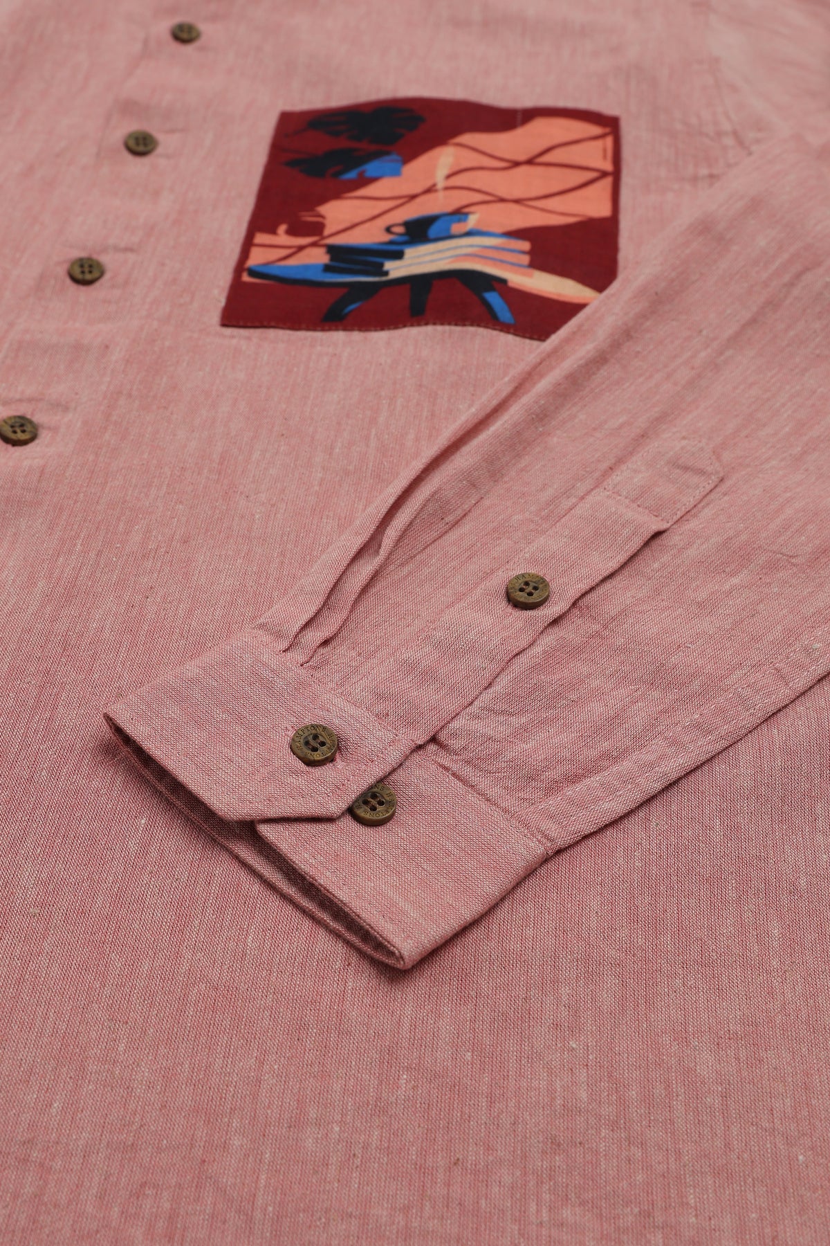 Sunset Lounge Cotton Regular Fit Pink Printed Shirt