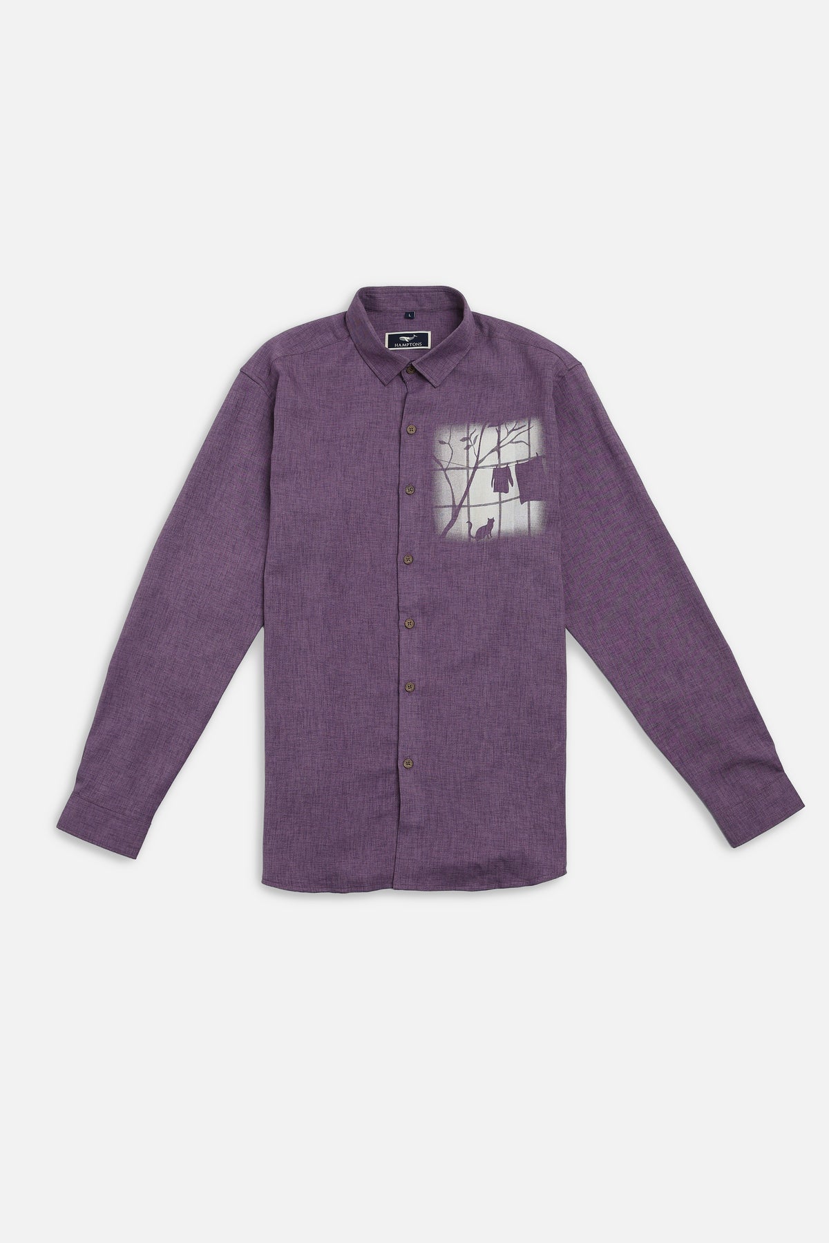 Desert Window Cotton Regular Fit Purple Printed Shirt