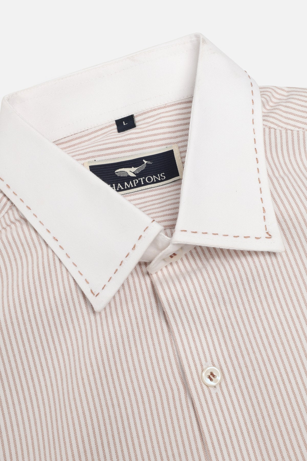 Floral Contrast Pocket Pinstripe Wide Collar Shirt
