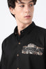 Athens Ruins Cotton Regular Fit Black Embroidered Shirt