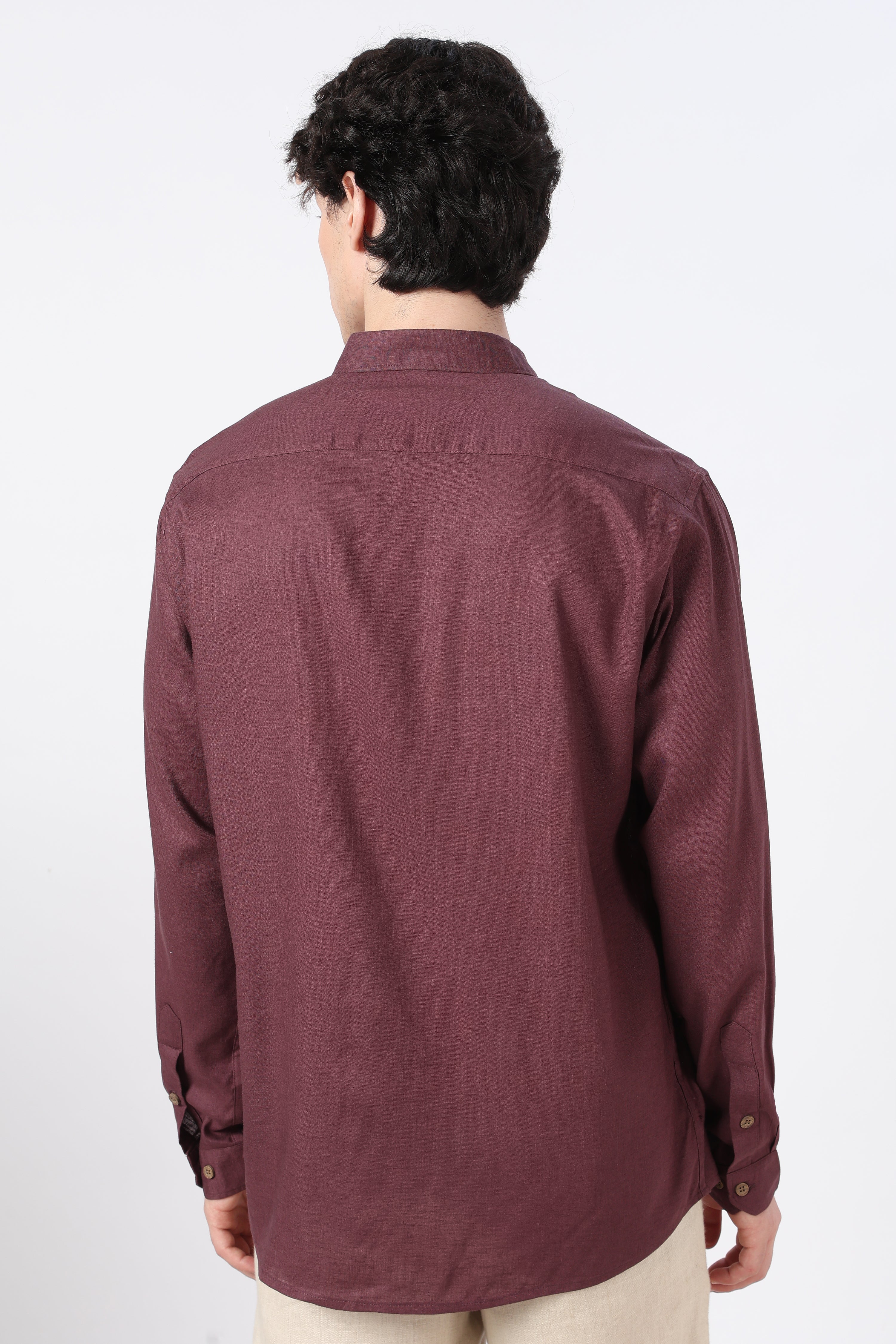 Snapshot Memory Cotton Regular Fit Burgundy Embroidered Shirt