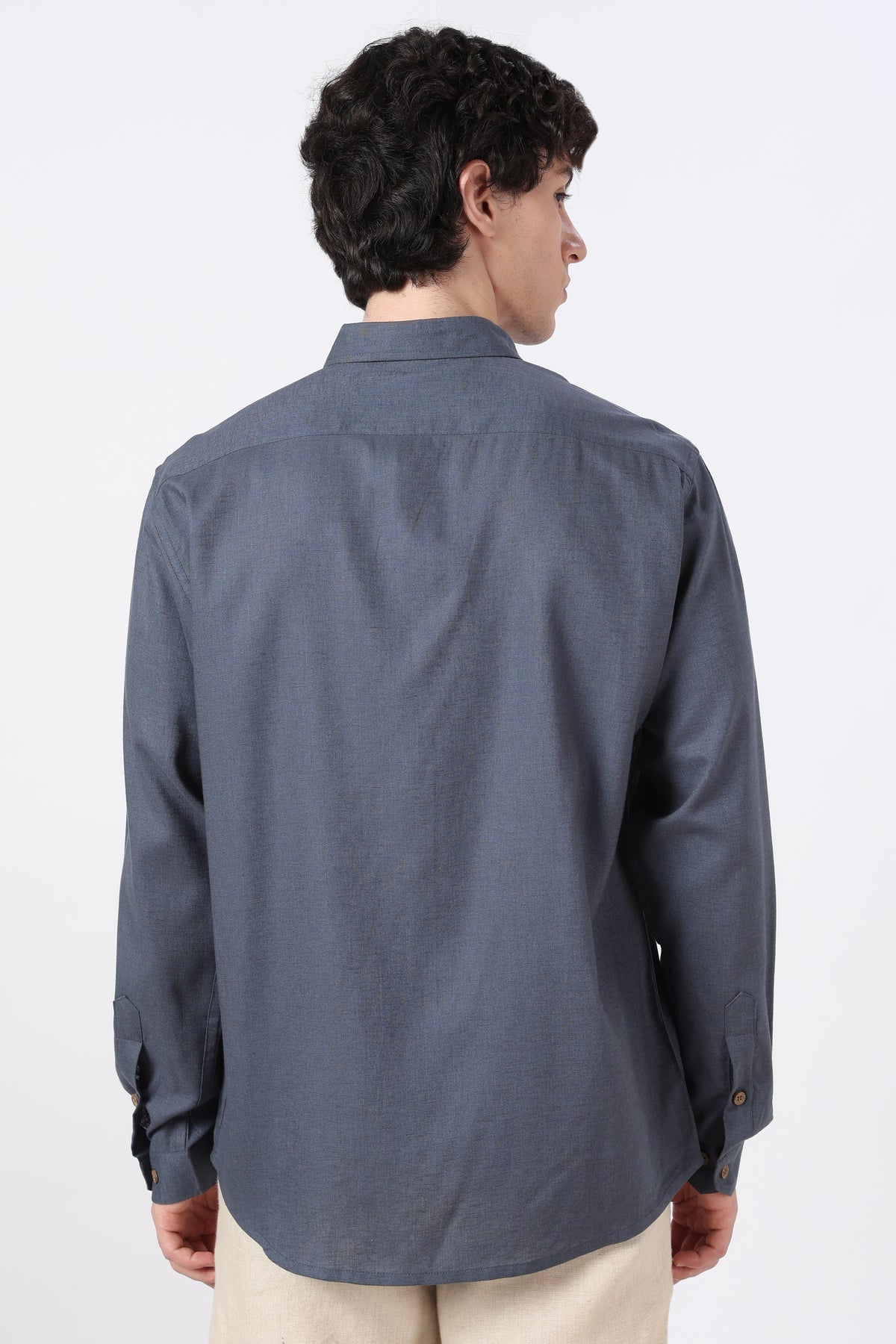 Heritage Classic Cotton Regular Fit Slate Blue Embroidered Shirt