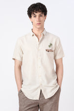 Palm Drive Cotton Regular Fit Brown Striped Shirt