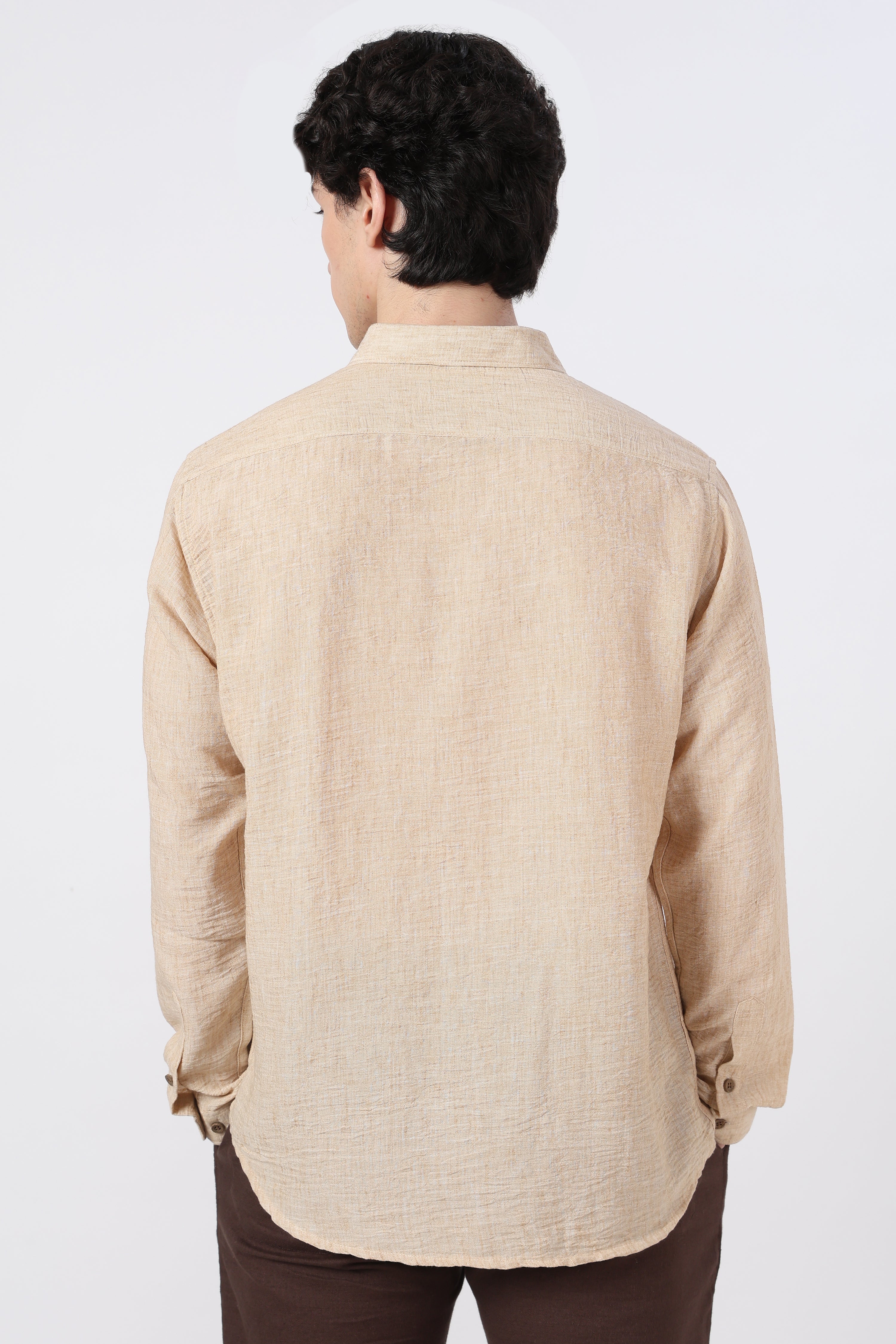 Drink Drank Drunk Cotton Regular Fit Peach Embroidered Shirt
