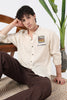 Cocktail Culture Regular Fit Beige Embroidered Shirt