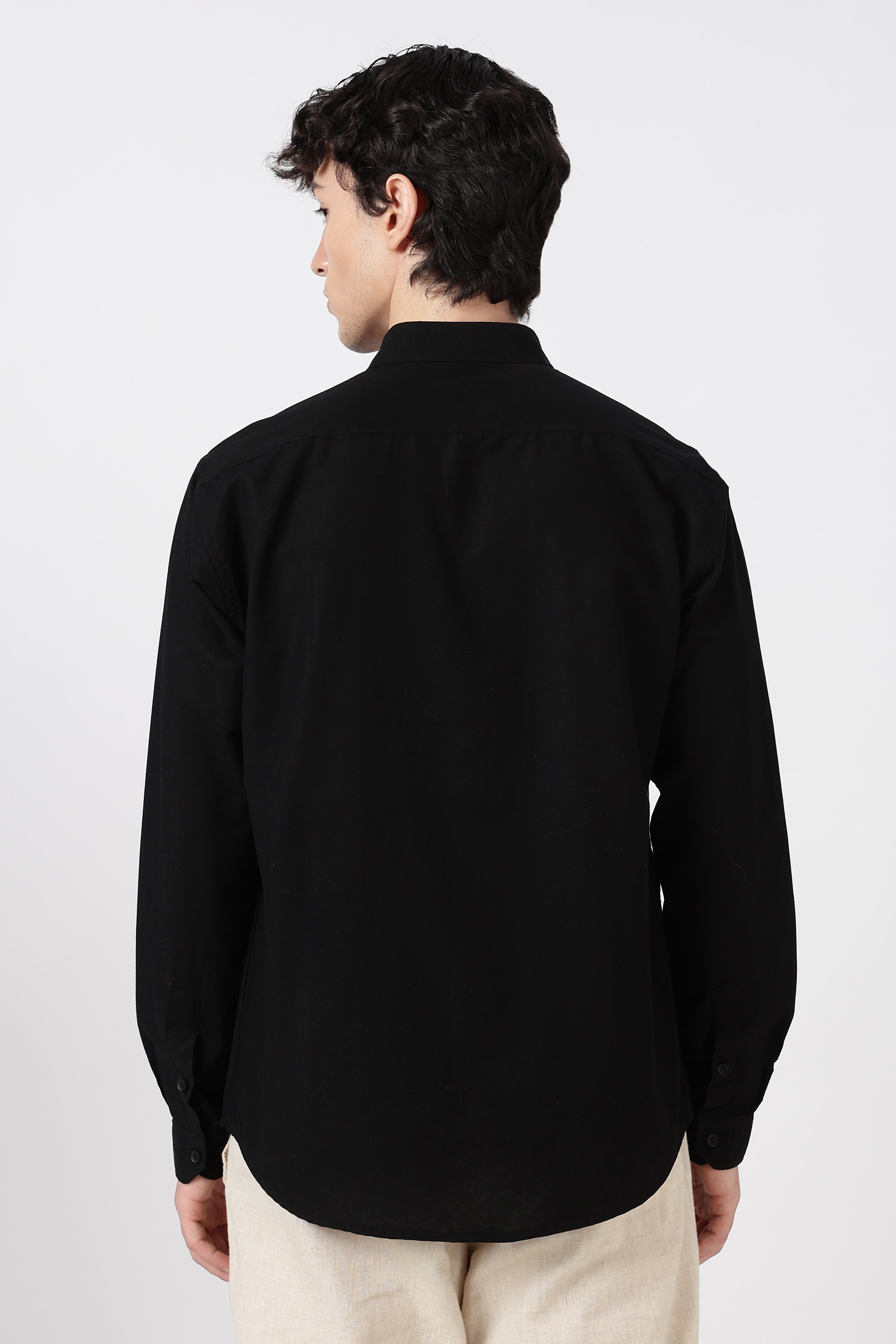 Equestrian Crest Cotton Regular Fit Black Embroidered Shirt