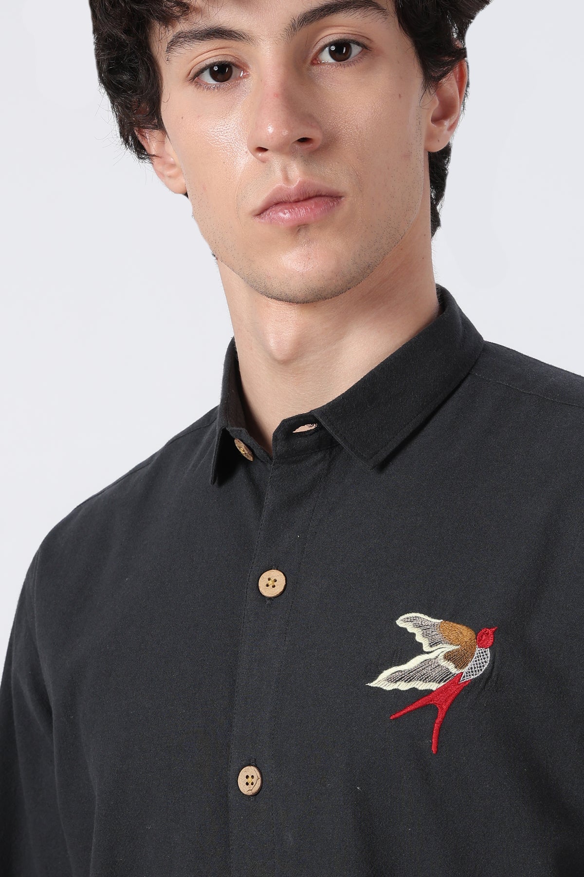 Longtail Bird Black Cotton Co-ordinated Outfits for Mens