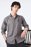 Bookbound Cotton Regular Fit Gray Embroidered Shirt