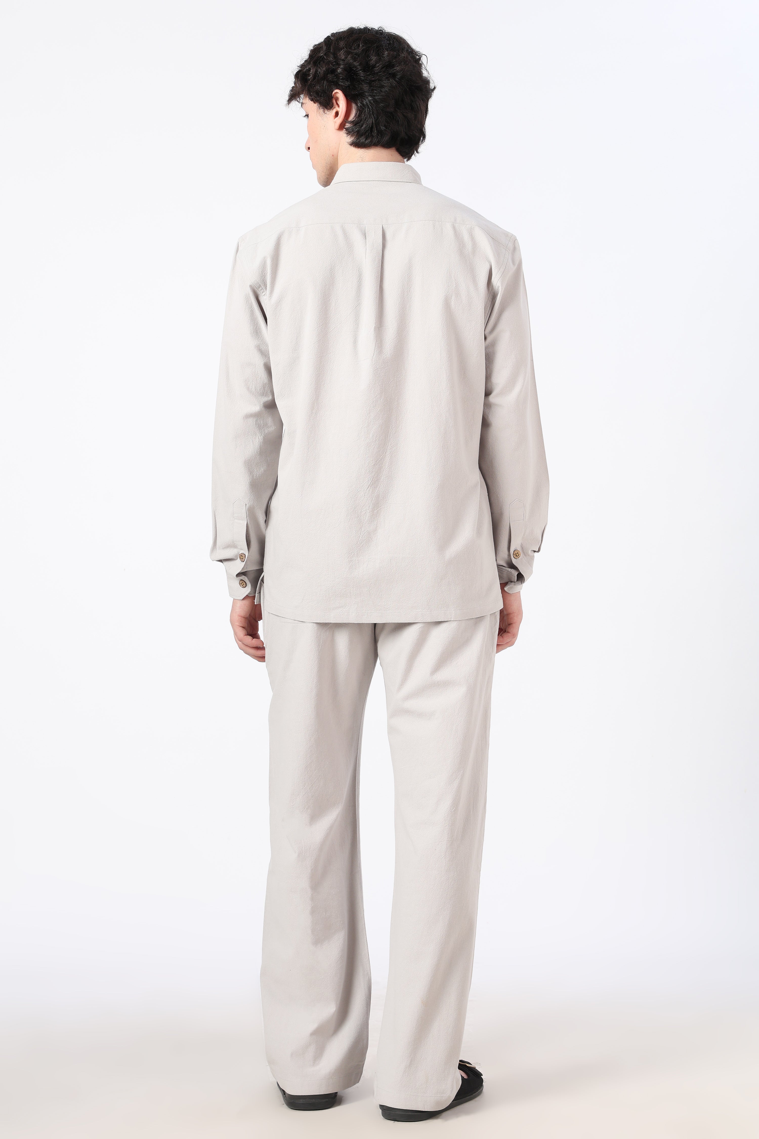 Village Stroll Grey Cotton Co-ordinated Outfits for Mens