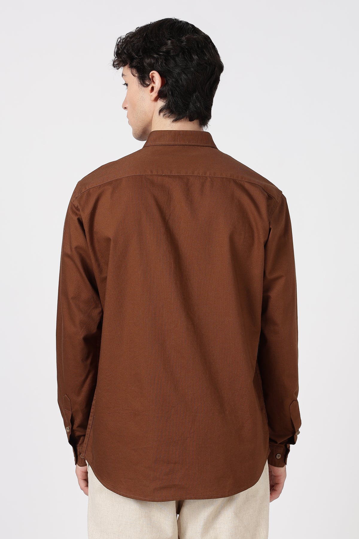 The Cavalier Cotton Regular Fit Chocolate Brown Embroidered Shirt