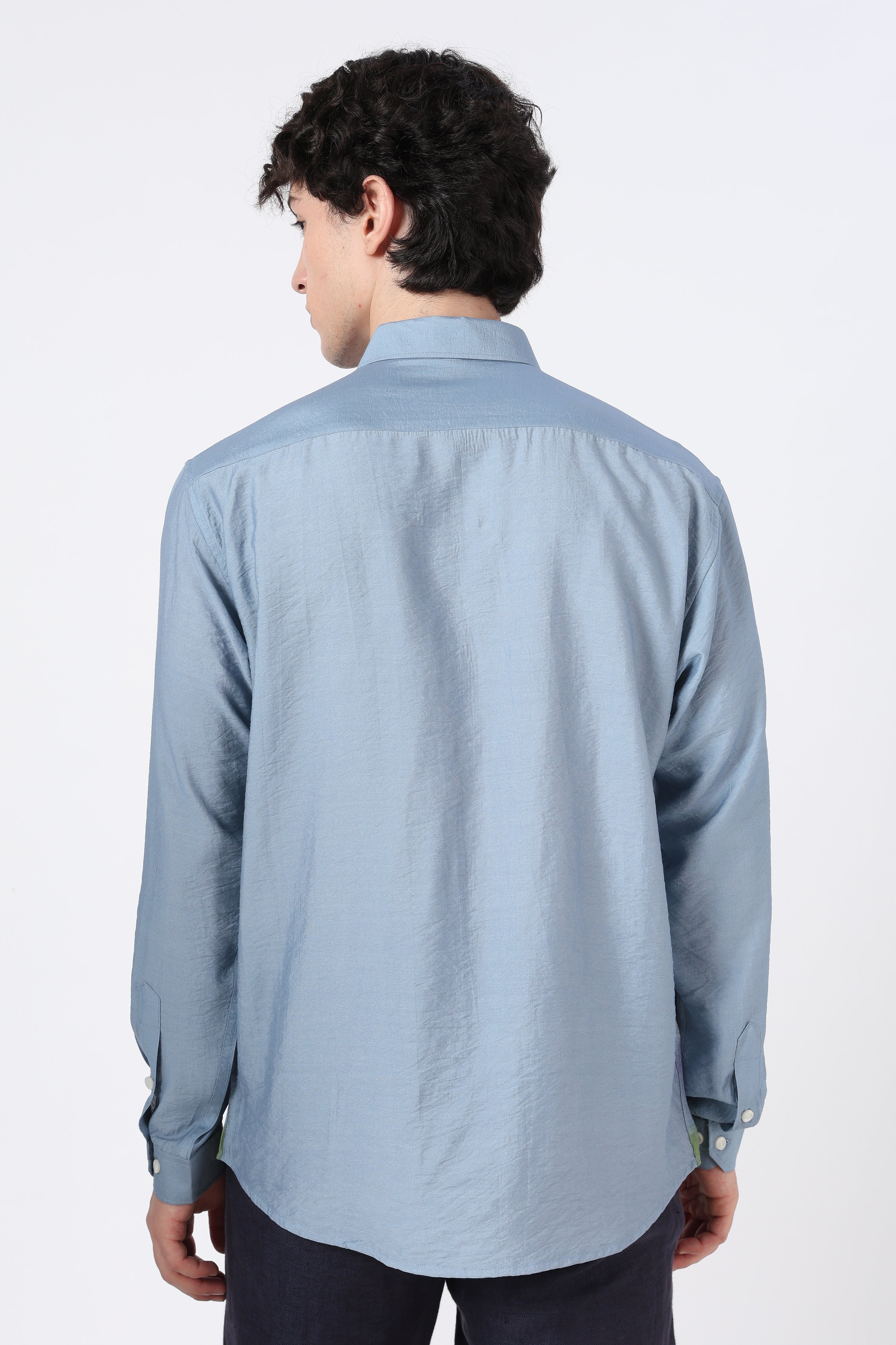 Meadow Horizon Cotton Regular Fit Blue Printed Shirt