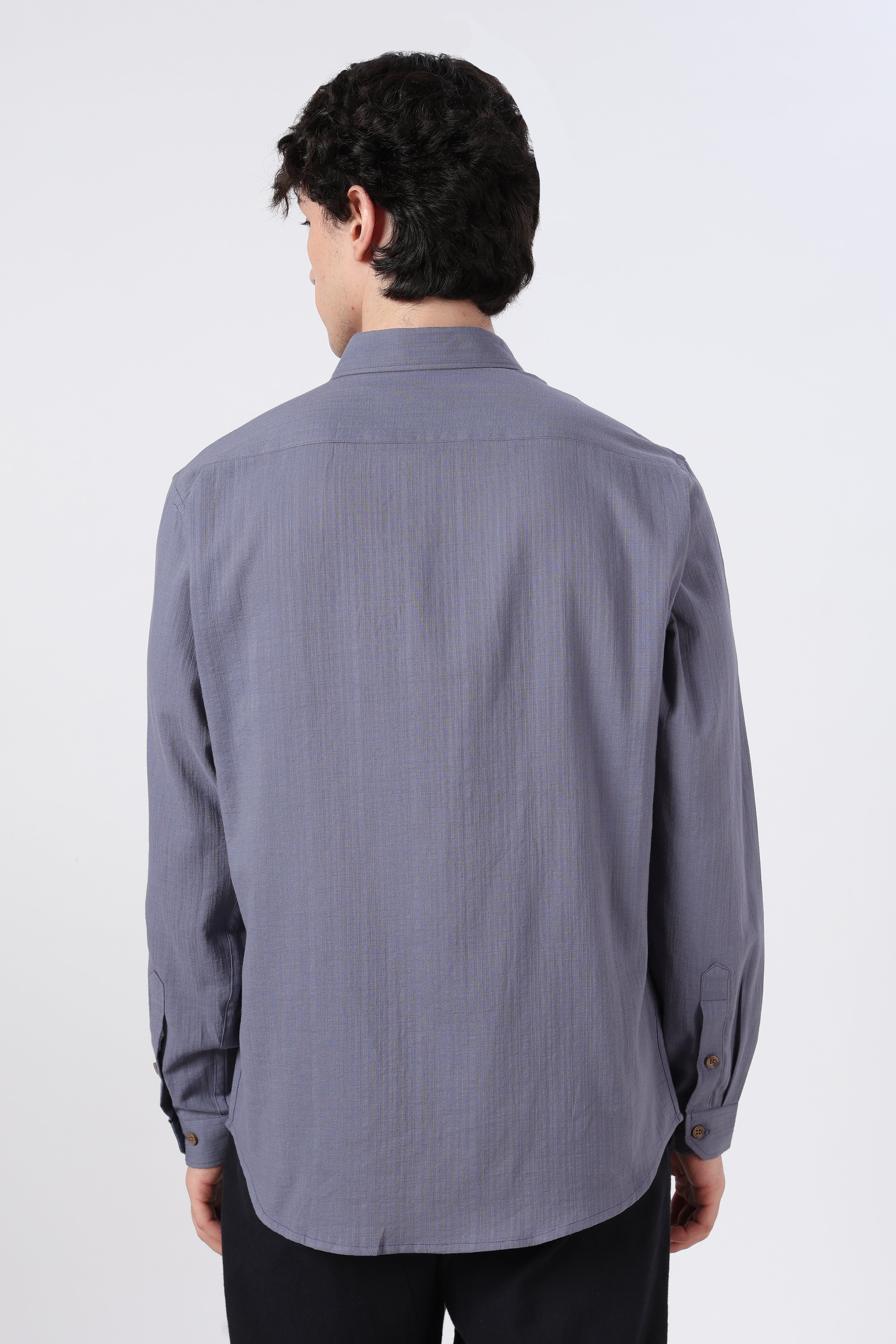 Roman Echo Cotton Regular Fit Violet Blue Embroidered Shirt