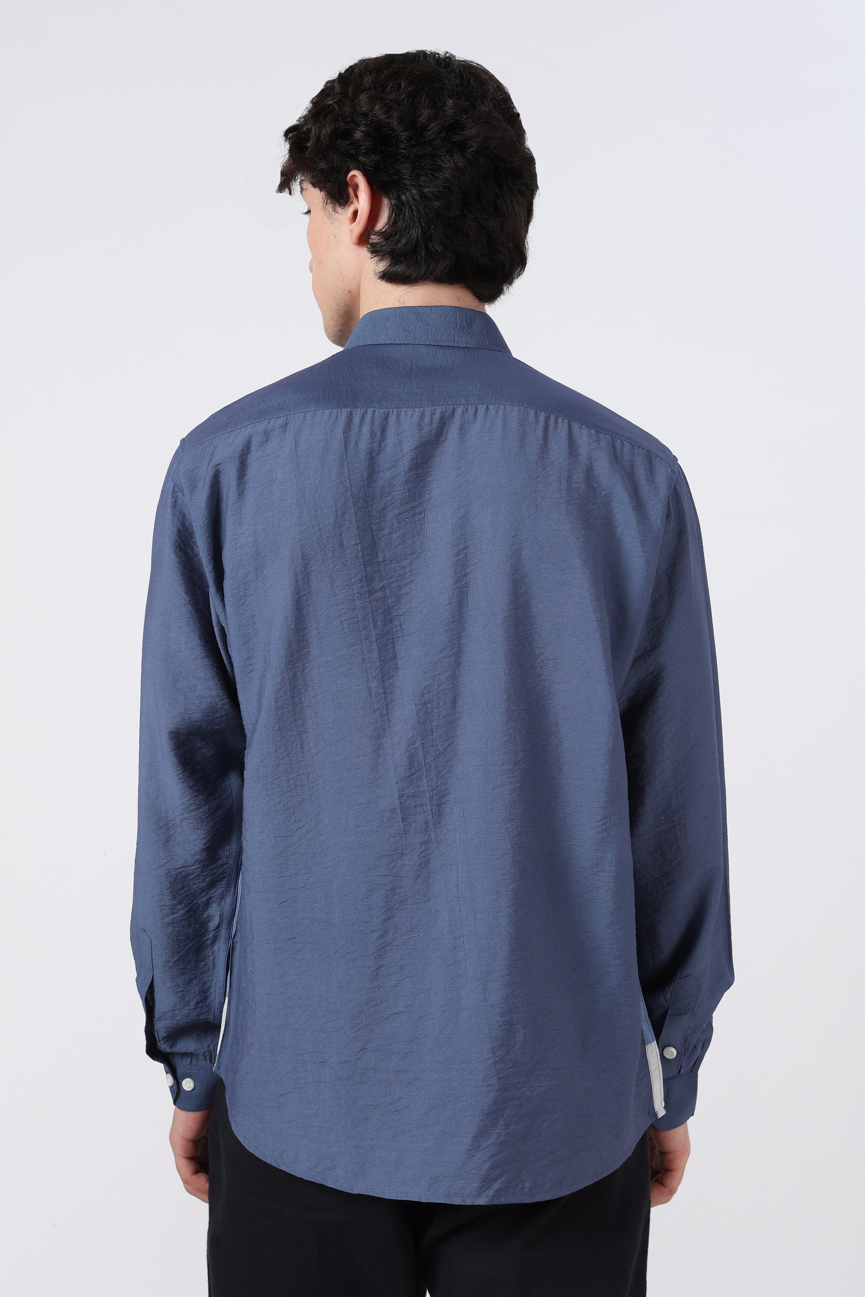 Lone Horizon Cotton Regular Fit Blue Printed Shirt