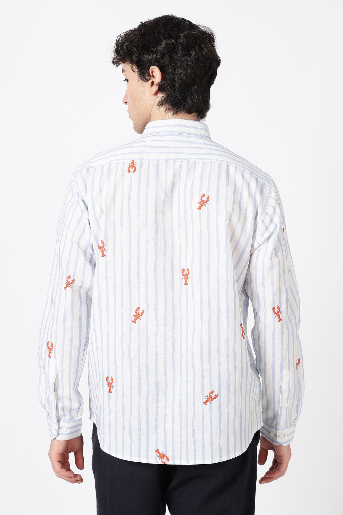 Lobster Tide Cotton Regular Fit Sky Blue Printed Shirt