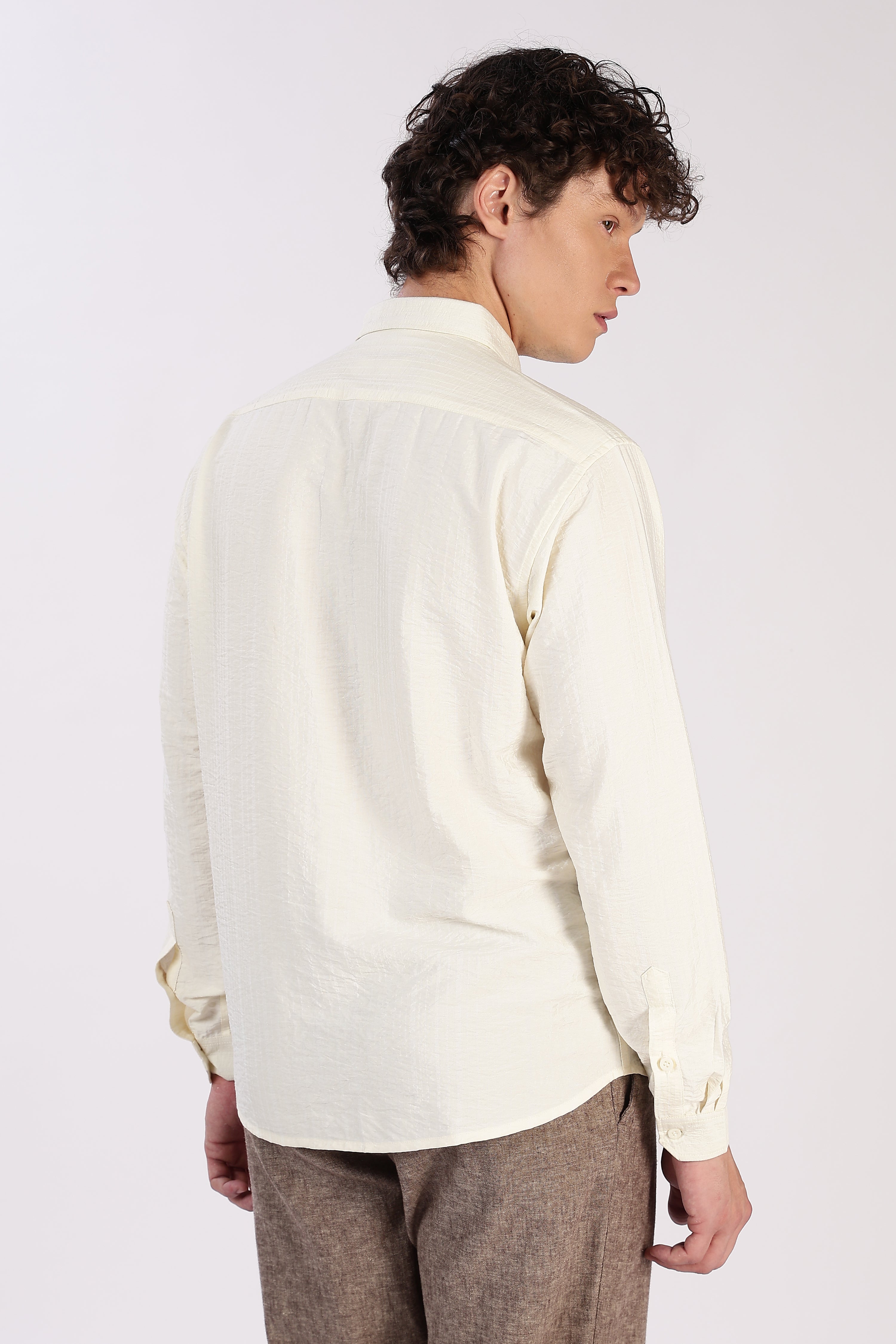 Polo Crest Cotton Regular Fit Beige Striped Shirt