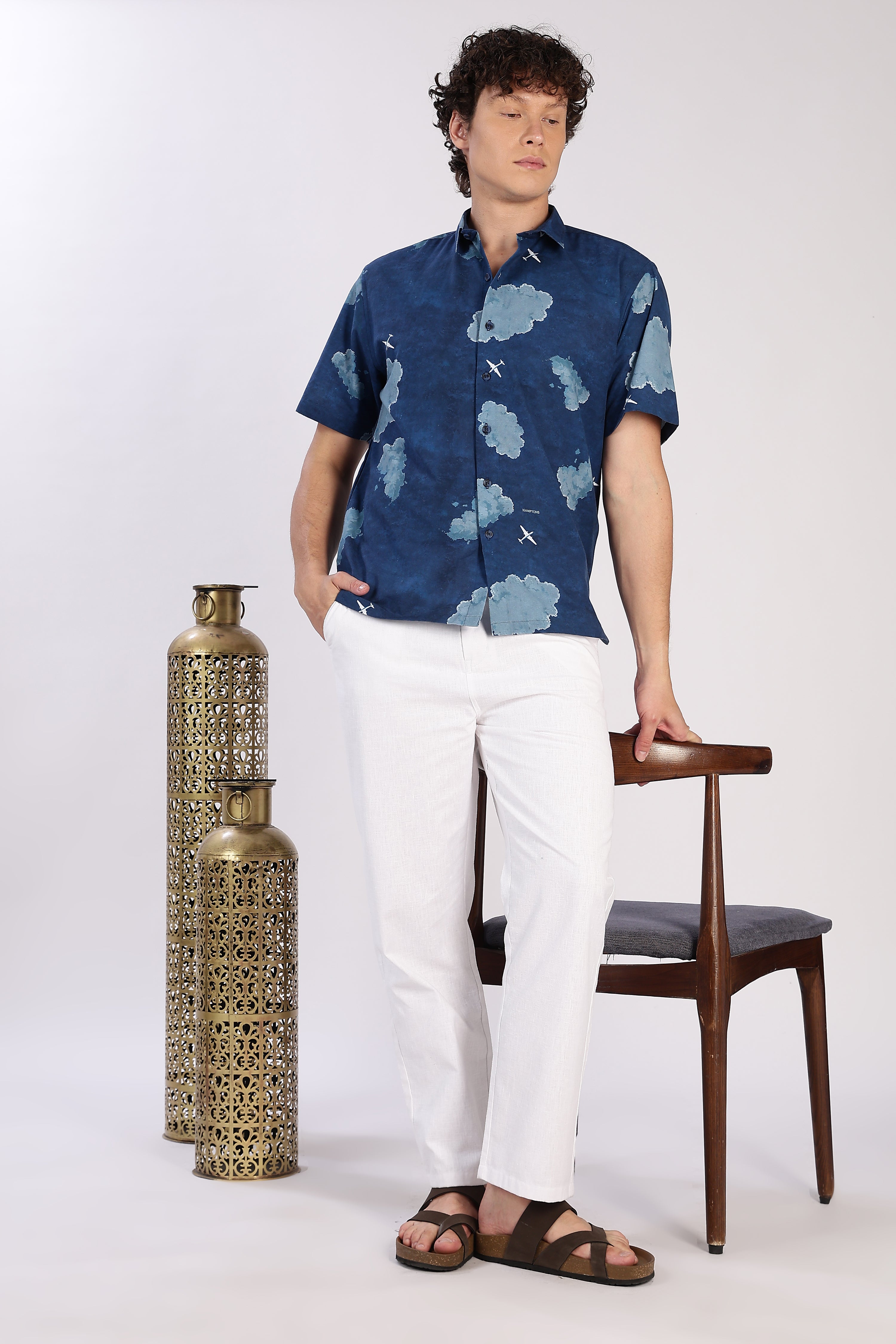 Skybound Cloudscape Printed Cuban Collar Shirt