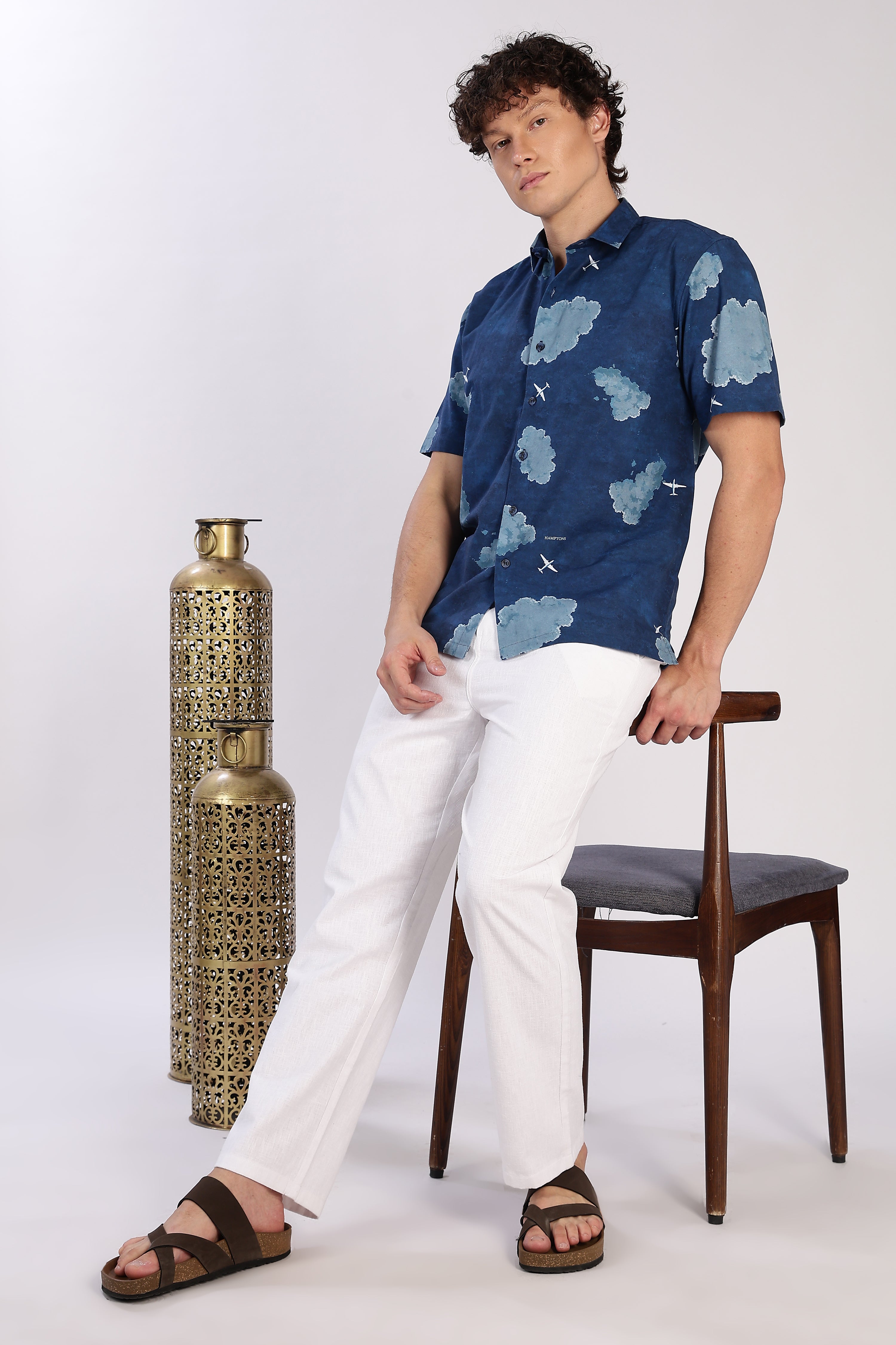 Skybound Cloudscape Printed Cuban Collar Shirt