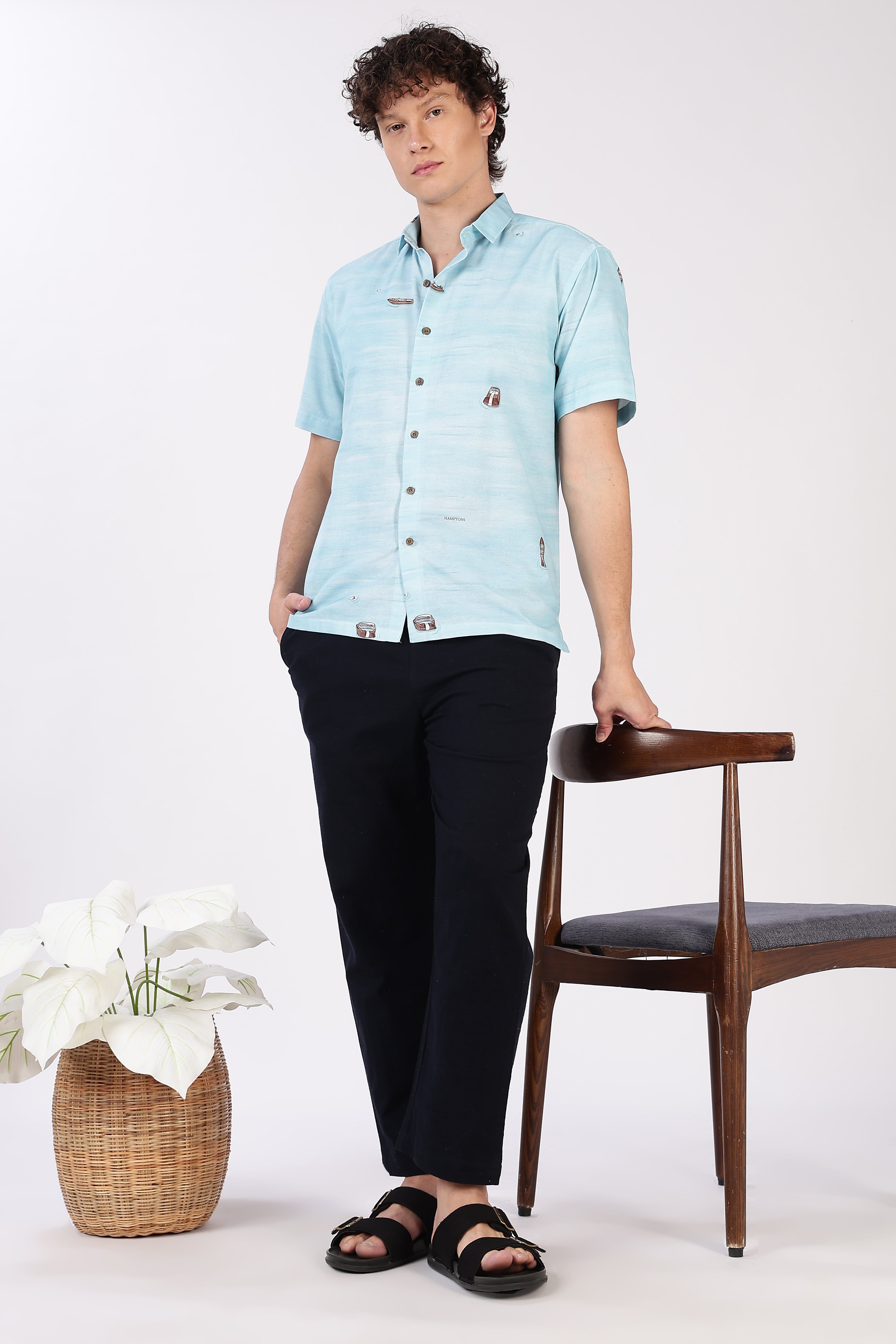 Aqua Drift Boat Printed Resort Shirt