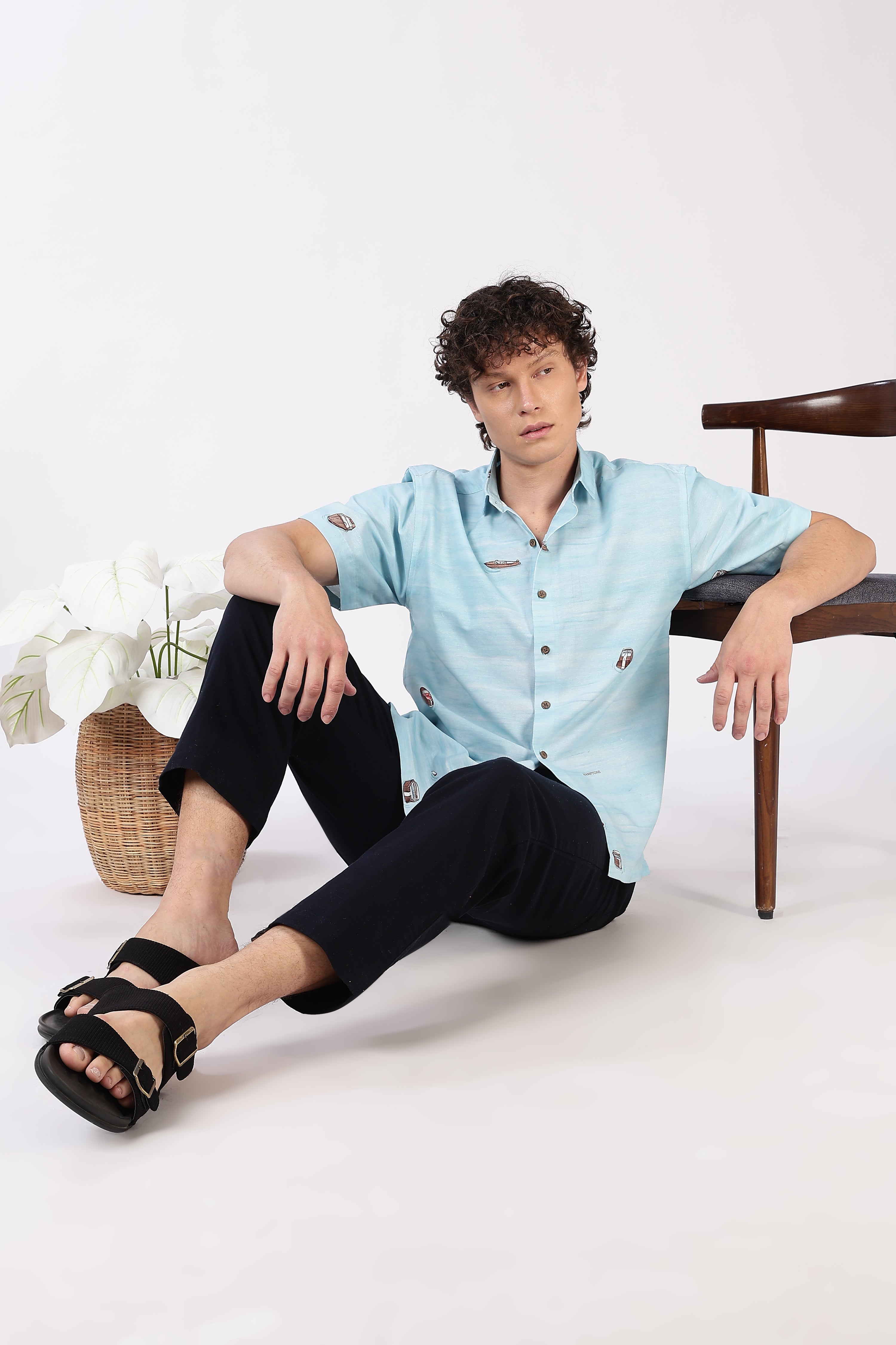 Aqua Drift Boat Printed Resort Shirt