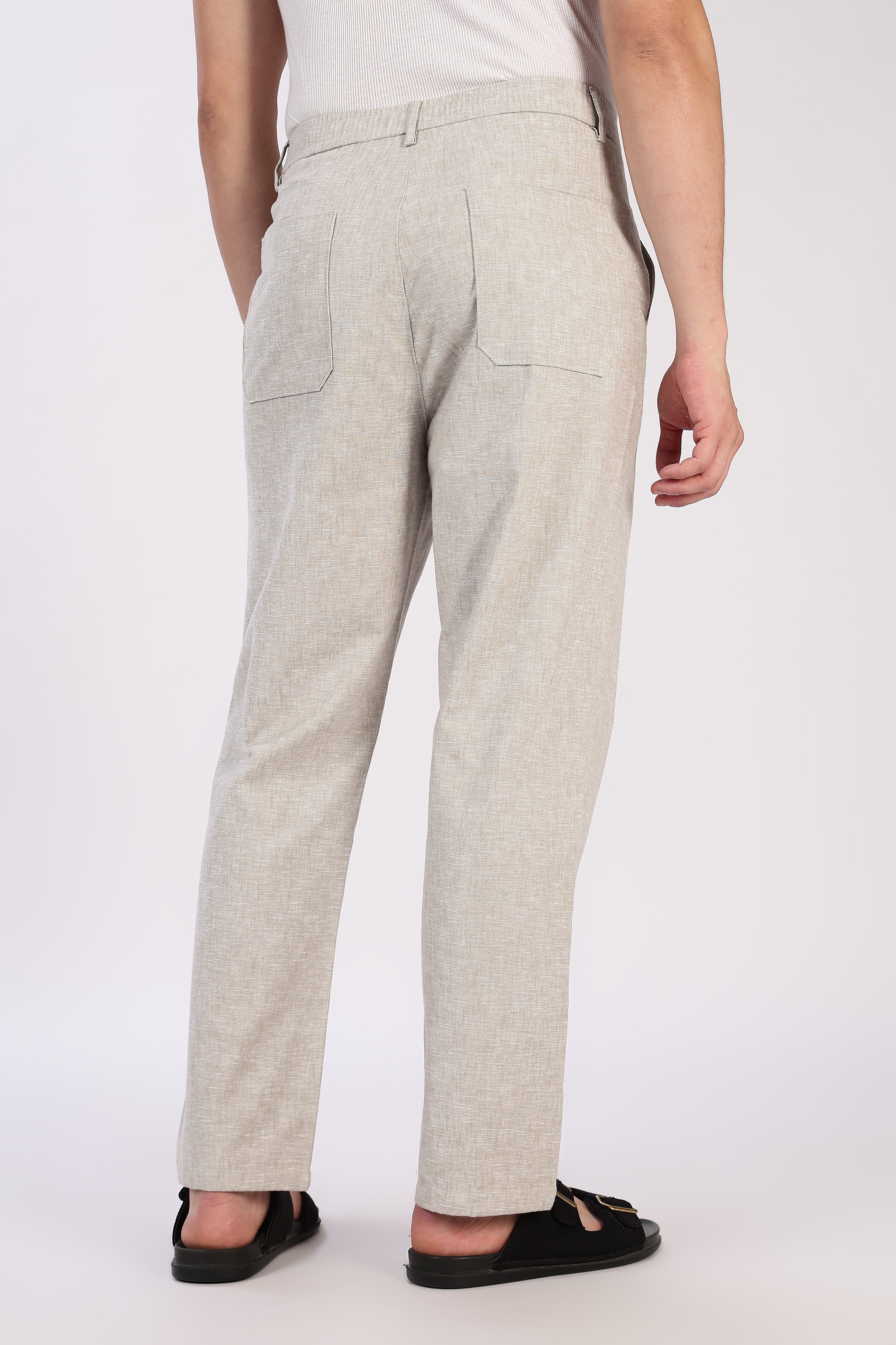 Linen-style Straight Fit Beige Pant