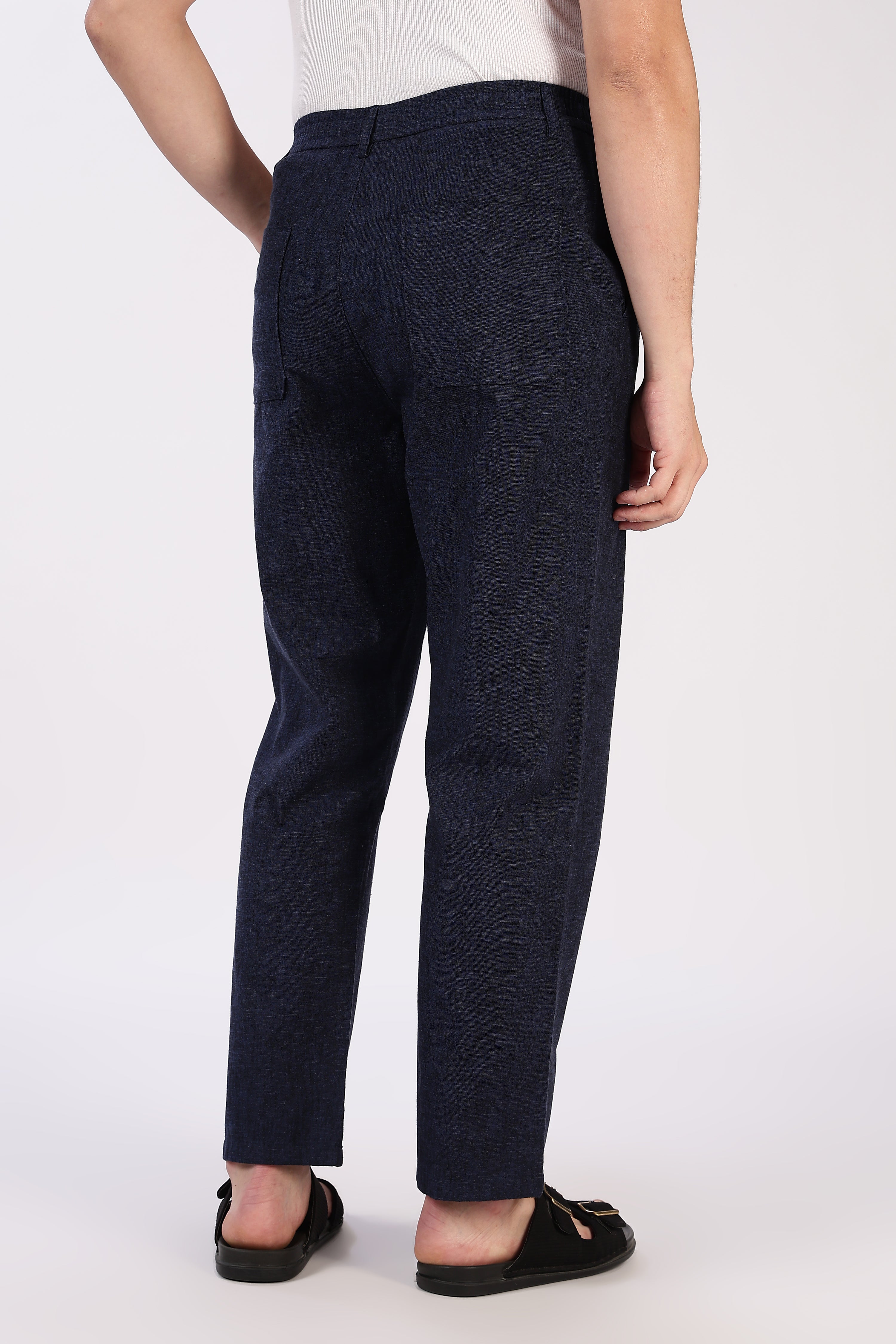 Linen-style Straight Fit Navy Pant
