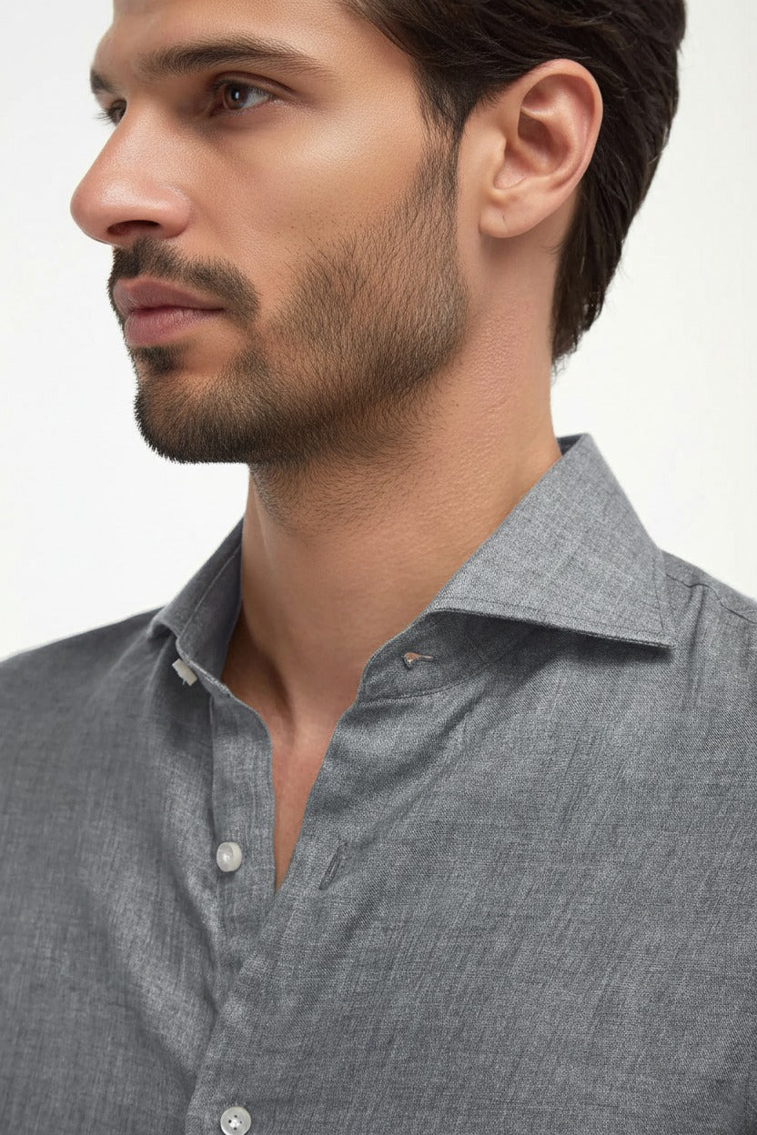 Slate Grey 100% Linen 60s Lea Shirt