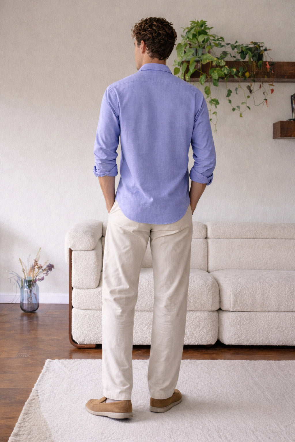 Porto Cotton-Linen Regular Fit Purple Essential Shirt