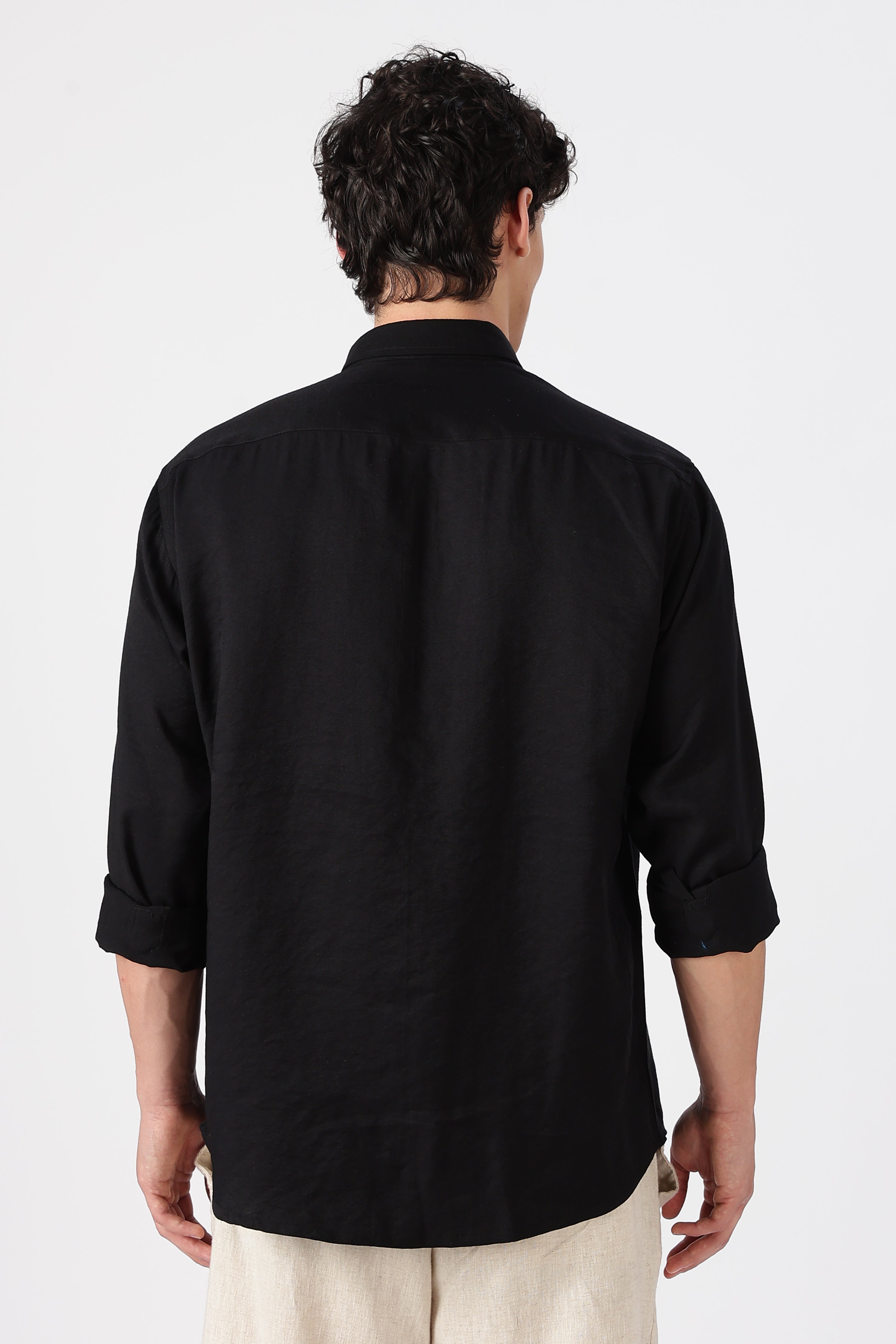 Medieval Knight Cotton Regular Fit Black Embroidered Shirt