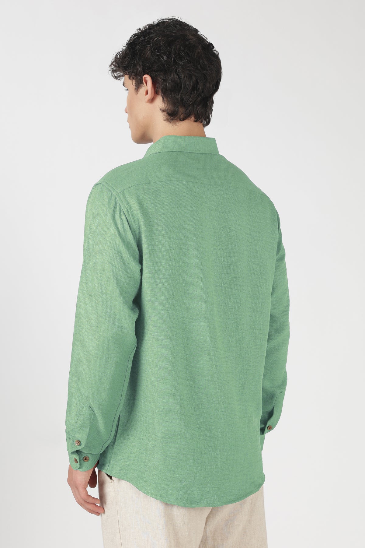 Saddle Equestrian Cotton Regular Fit Green Embroidered Shirt