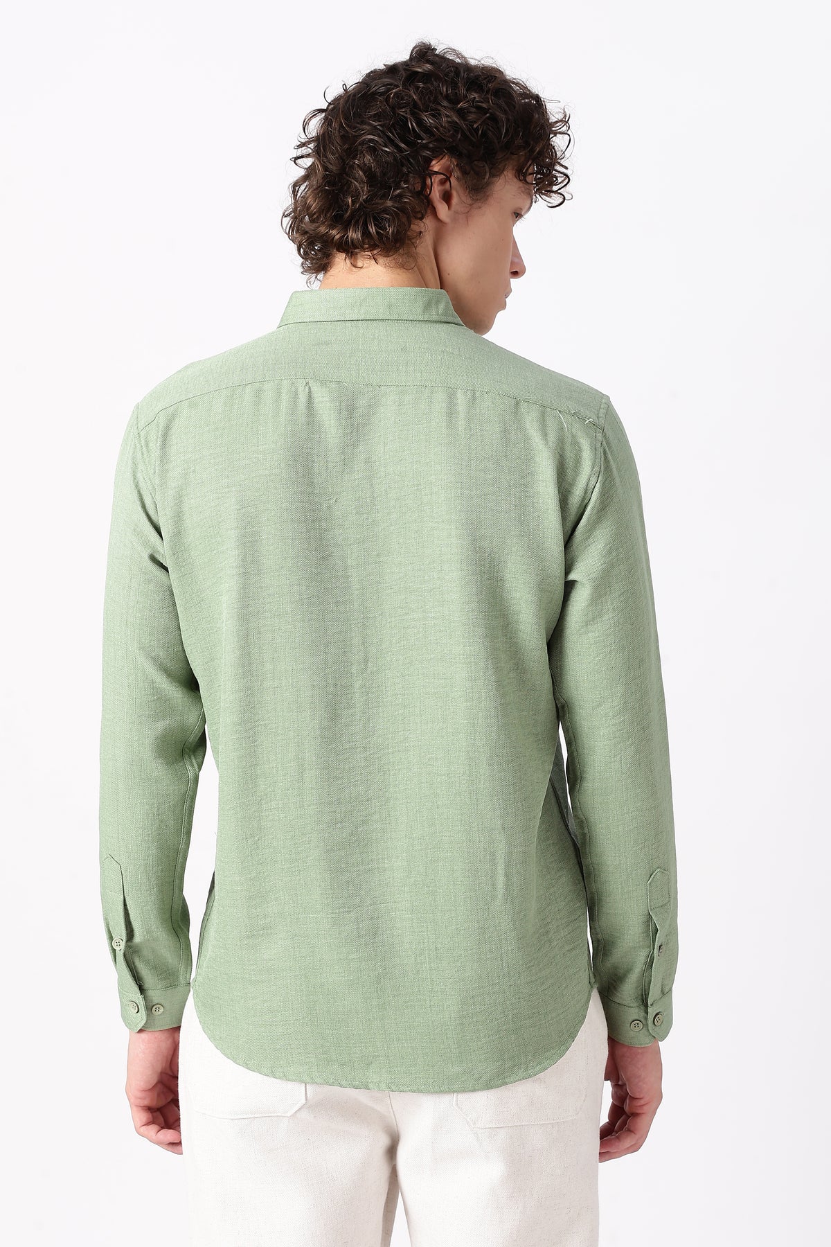 Humming(way) Birds Vienna Cotton Regular Fit Green Embroidery Shirt