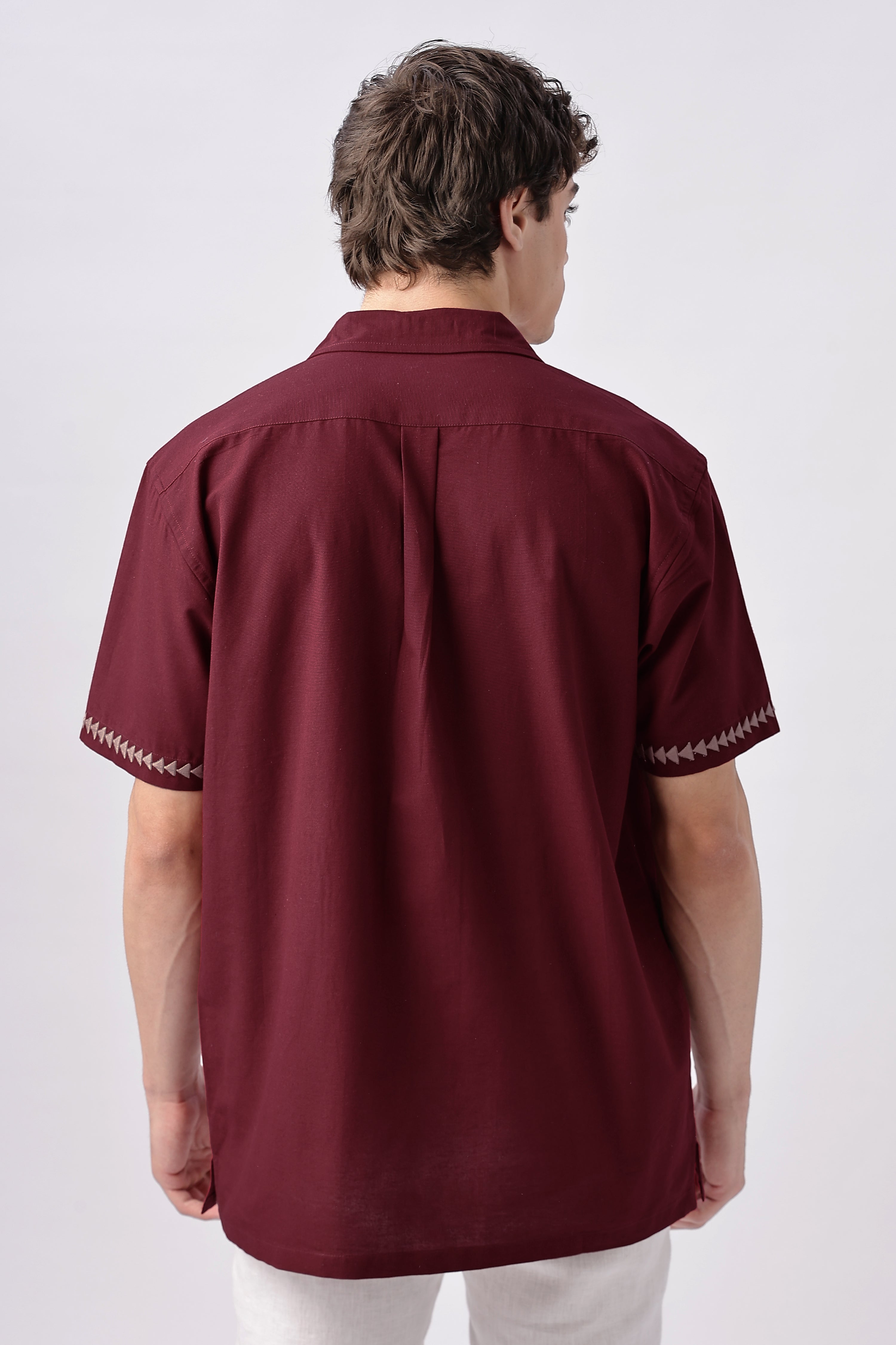 Temple Trail Maroon Embroidered Shirt
