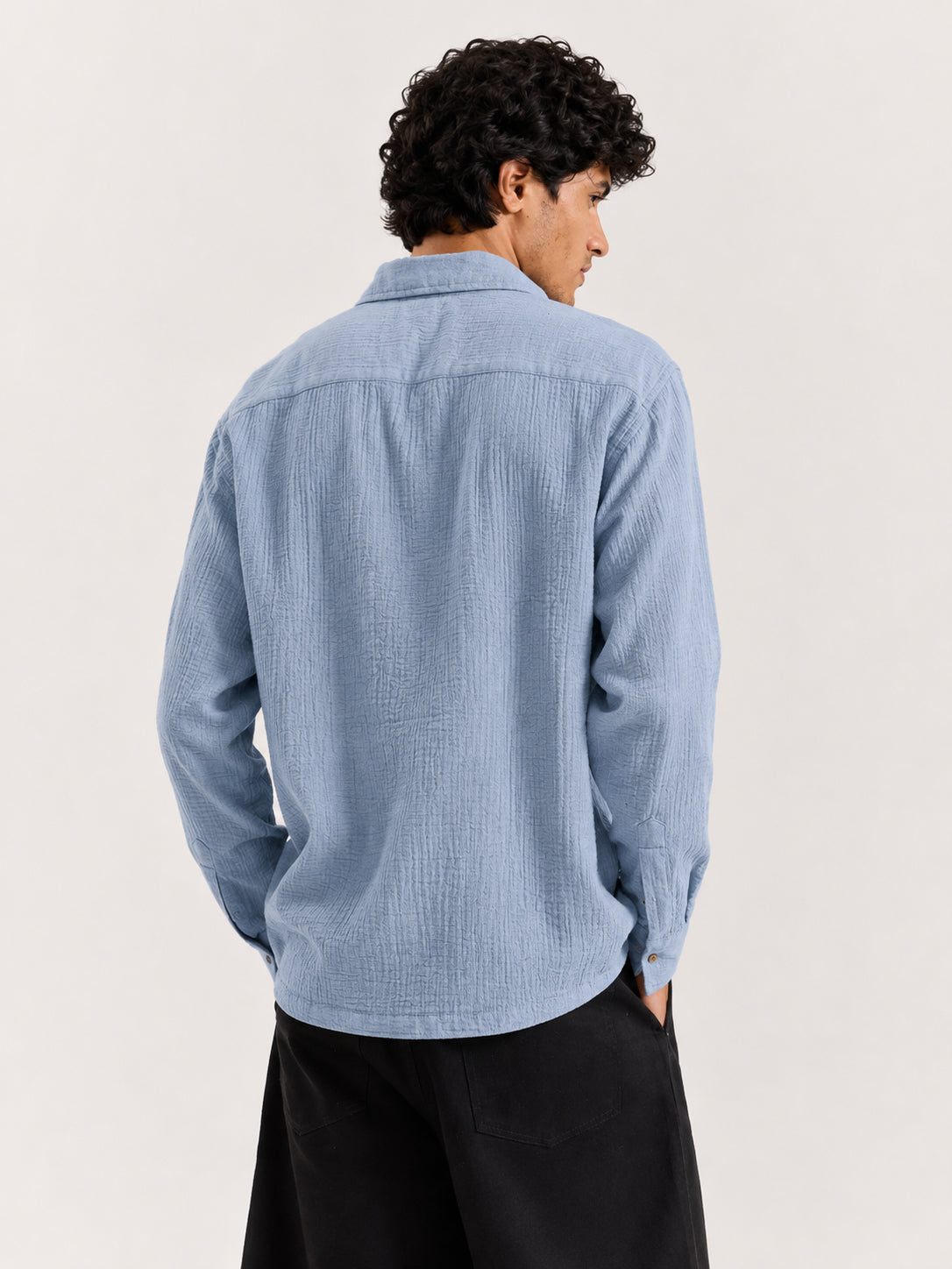 Patna Blue Double Cloth 100% Cotton Shirt