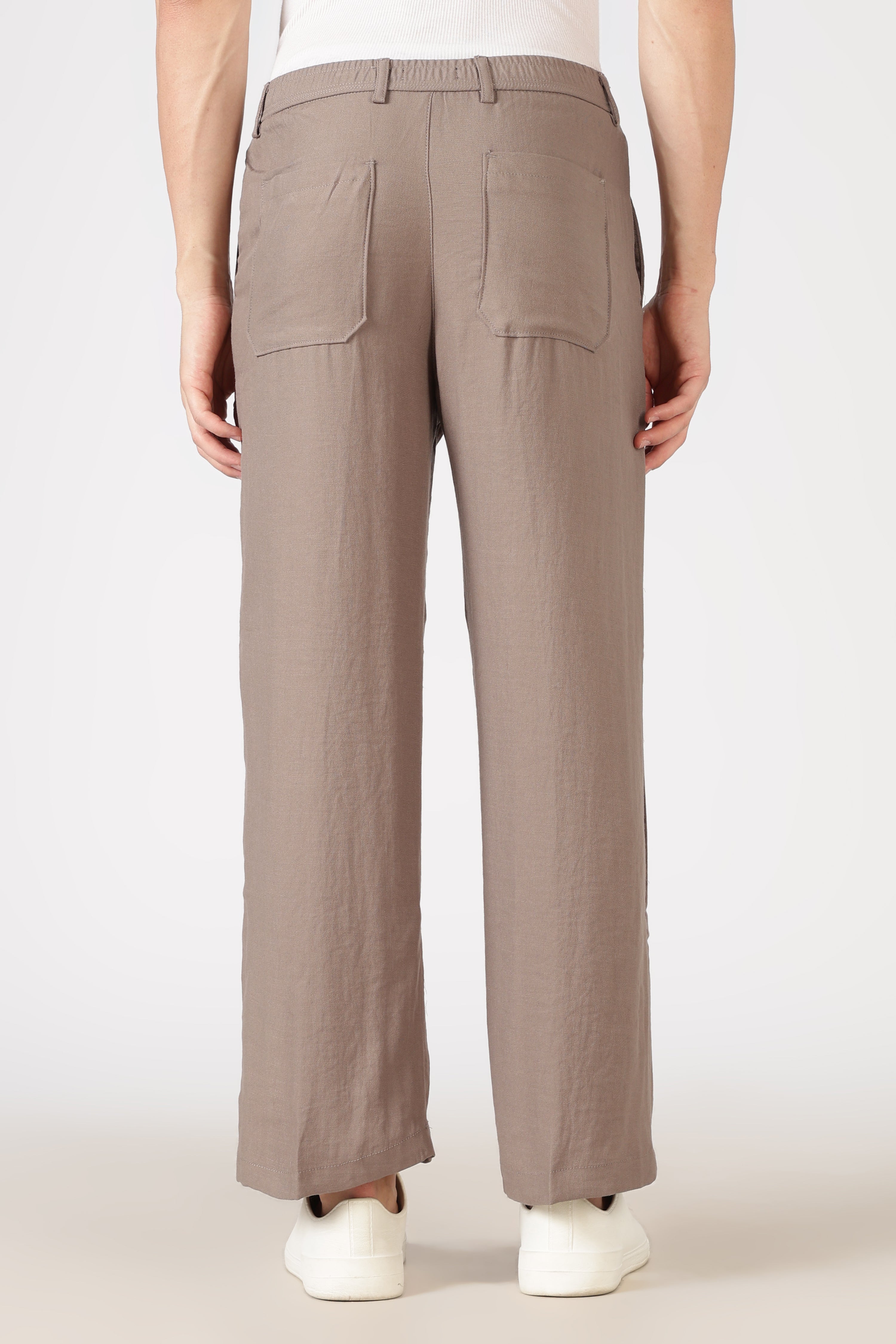 Free Flow Cotton:Linen Parallel Fit Brown Pants