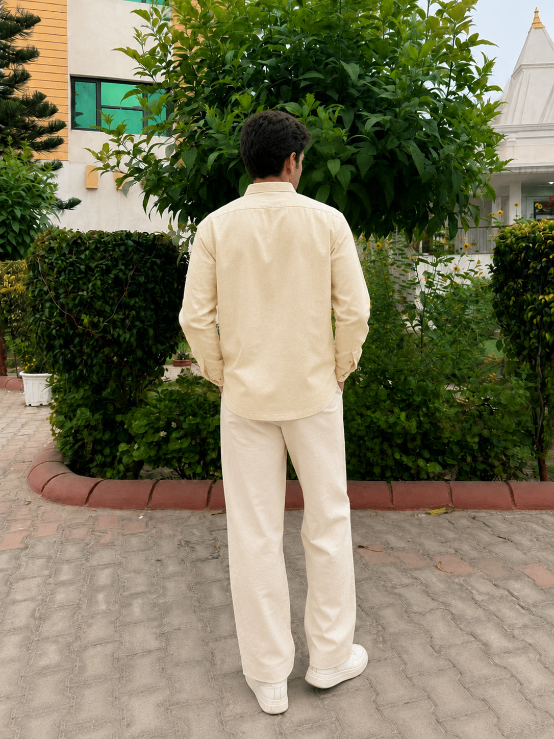 Lighthouse Beige 100% Cotton Co-ord Set outfit for men