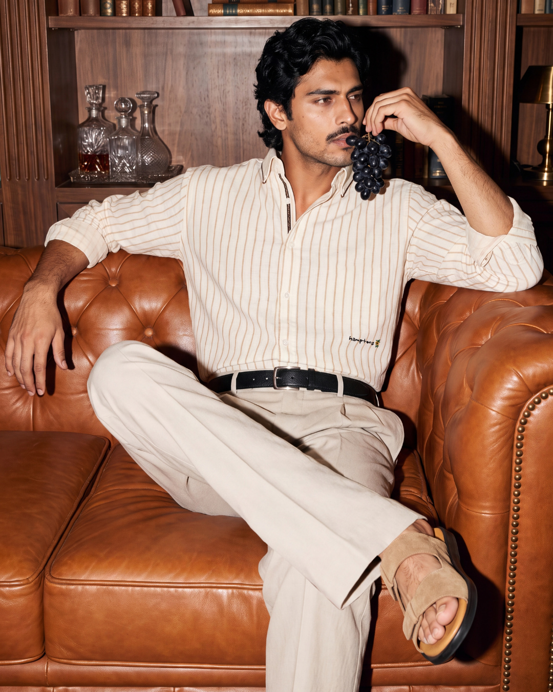 Banker Striped- Button Placket Contrast Collar Shirt