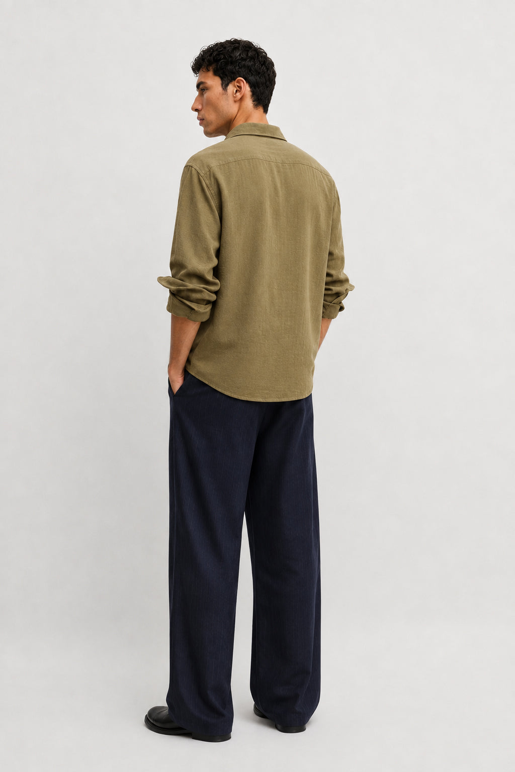 The Volleyball Cotton Regular Fit Olive Green Embroidered Shirt