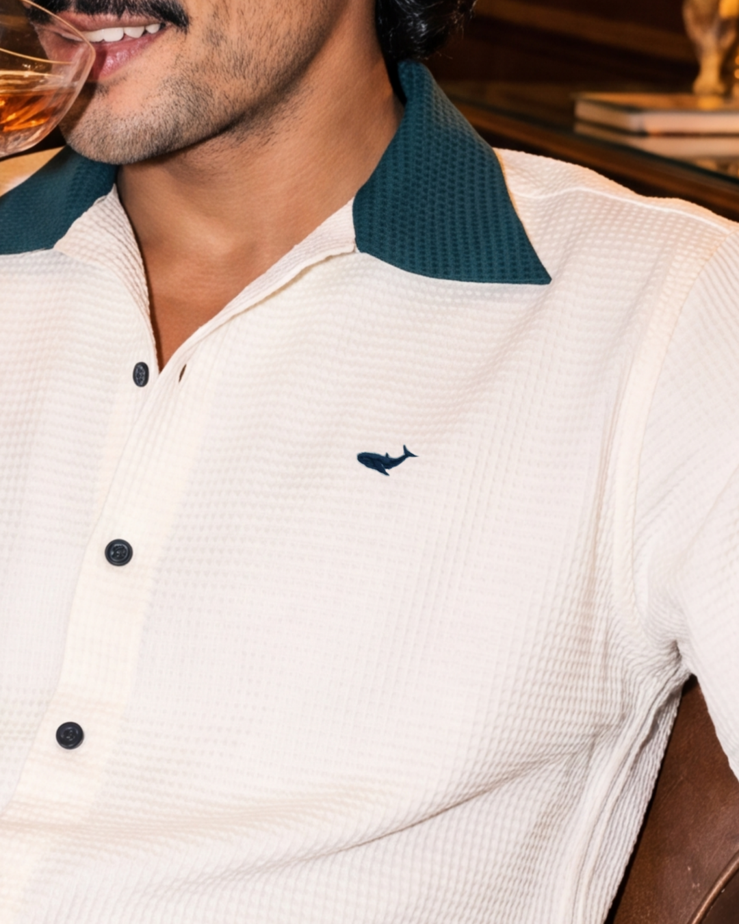 Monaco Waffle Knit- Wide Collar Shirt