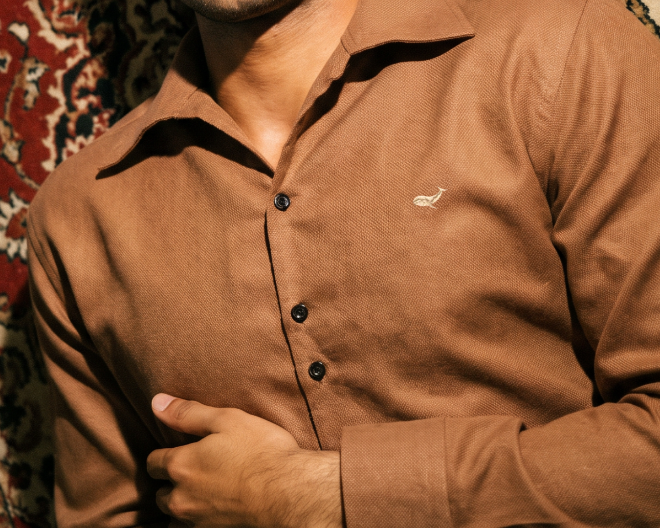 The Dark Brown Cotton- Button Down Spread Collar Shirt