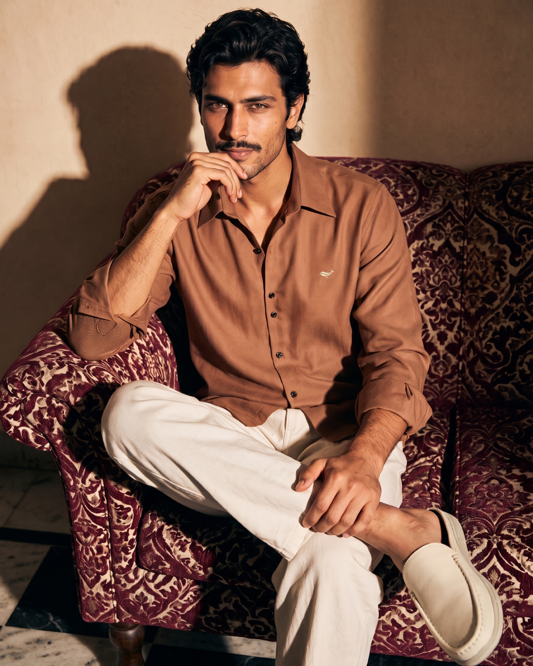 The Dark Brown Cotton- Button Down Spread Collar Shirt