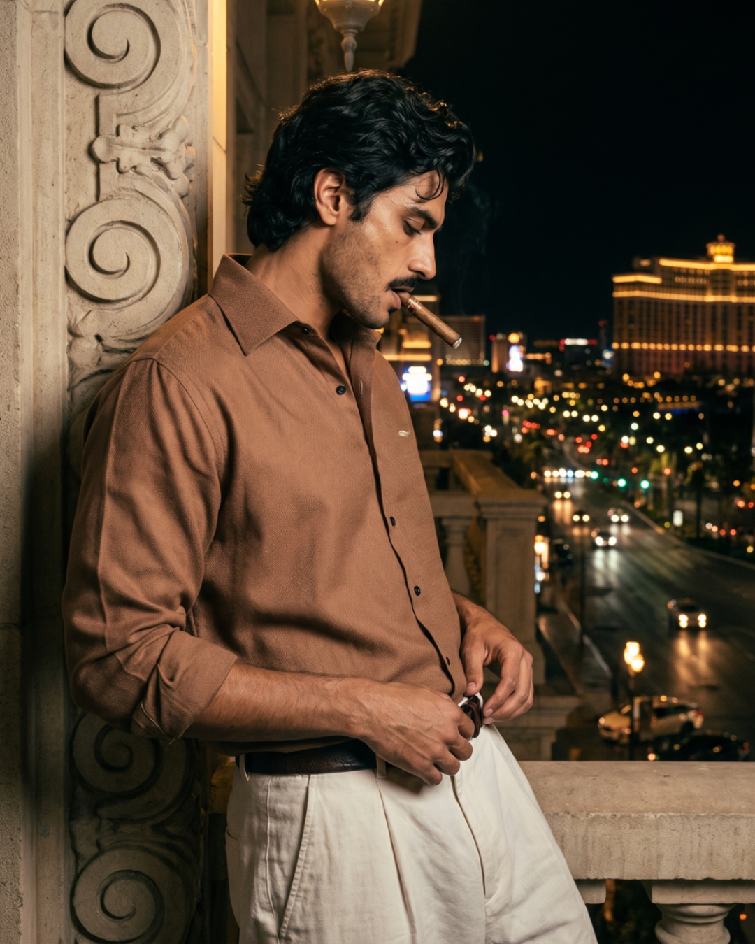 The Dark Brown Cotton- Button Down Spread Collar Shirt