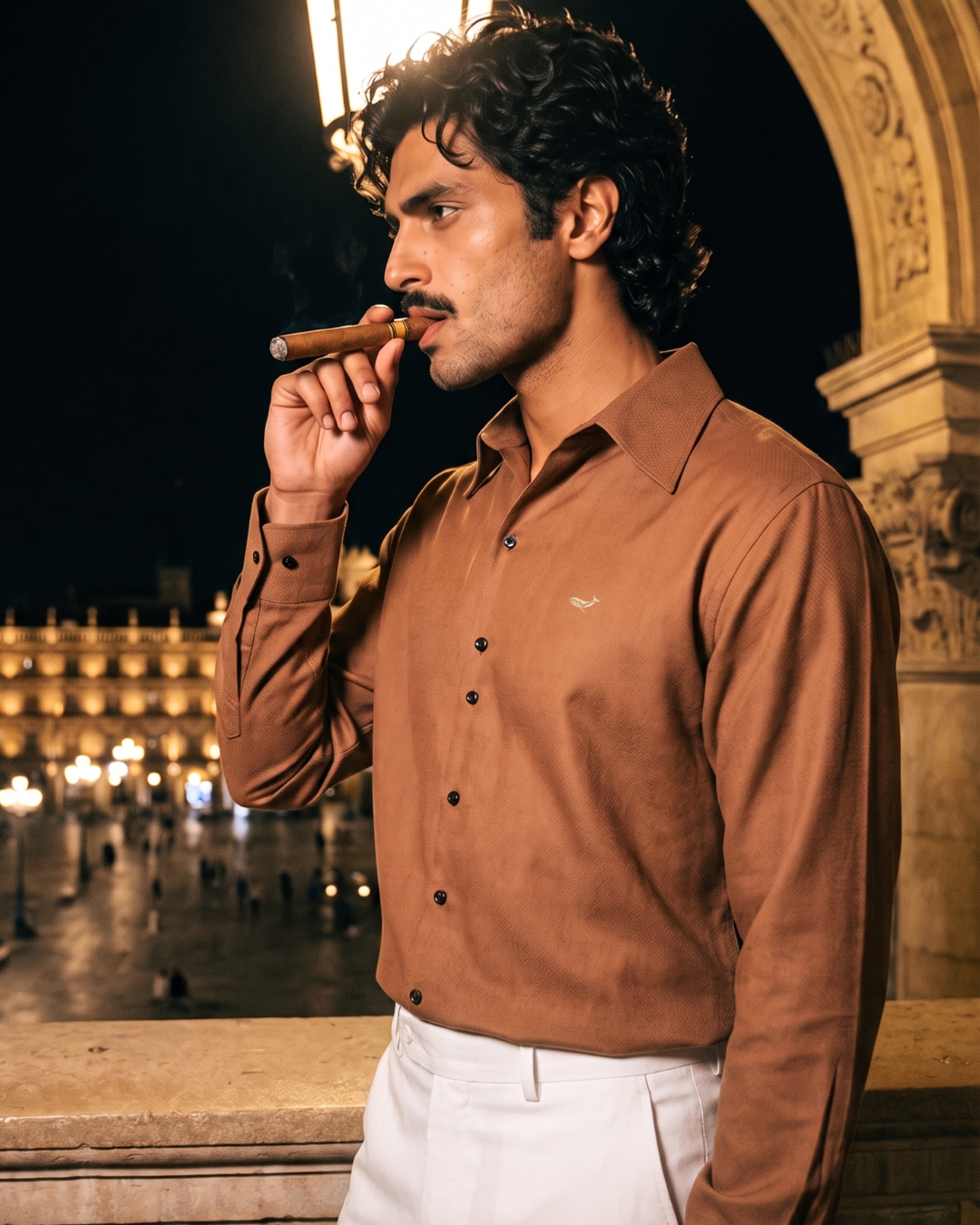 The Dark Brown Cotton- Button Down Spread Collar Shirt