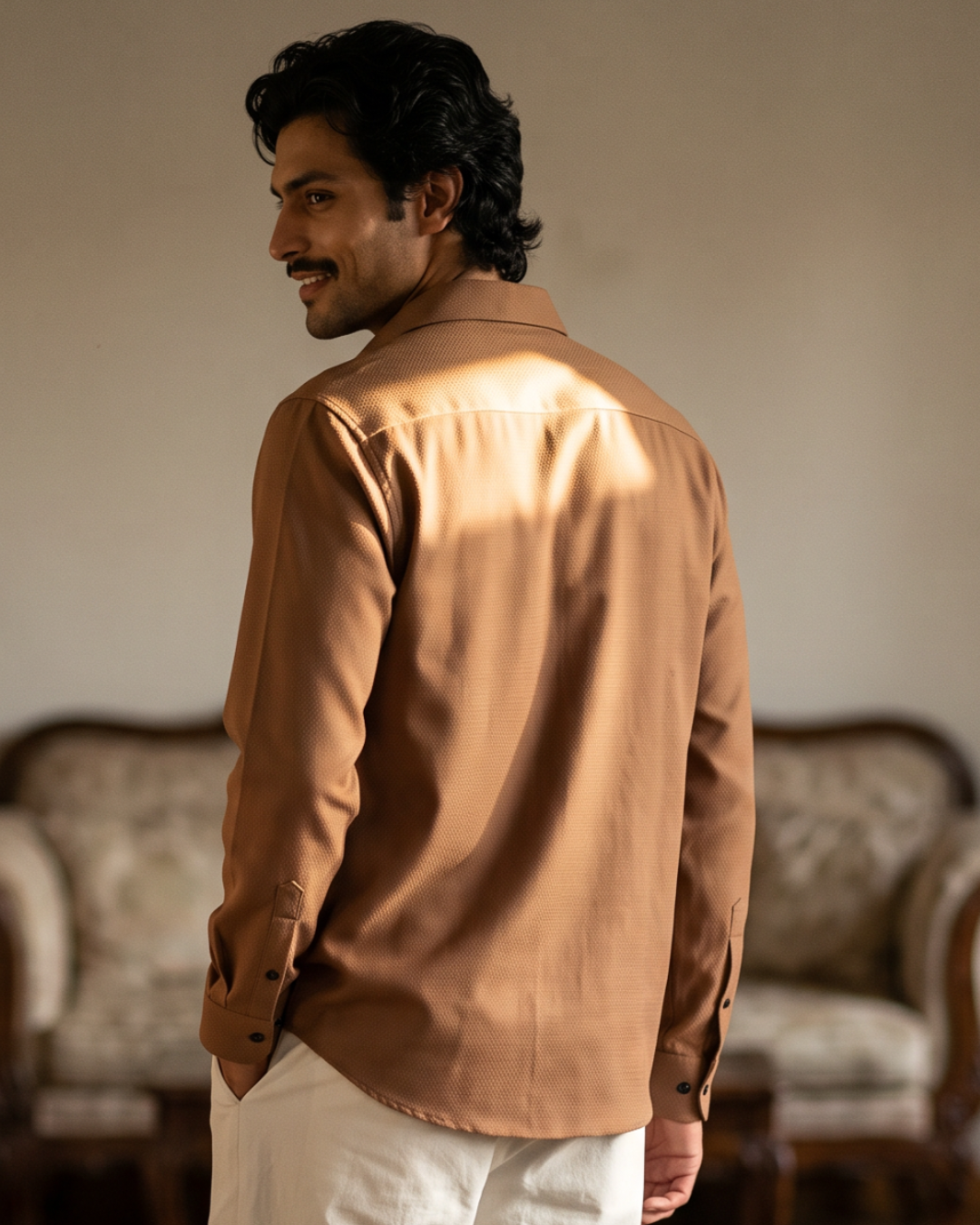 The Dark Brown Cotton- Button Down Spread Collar Shirt