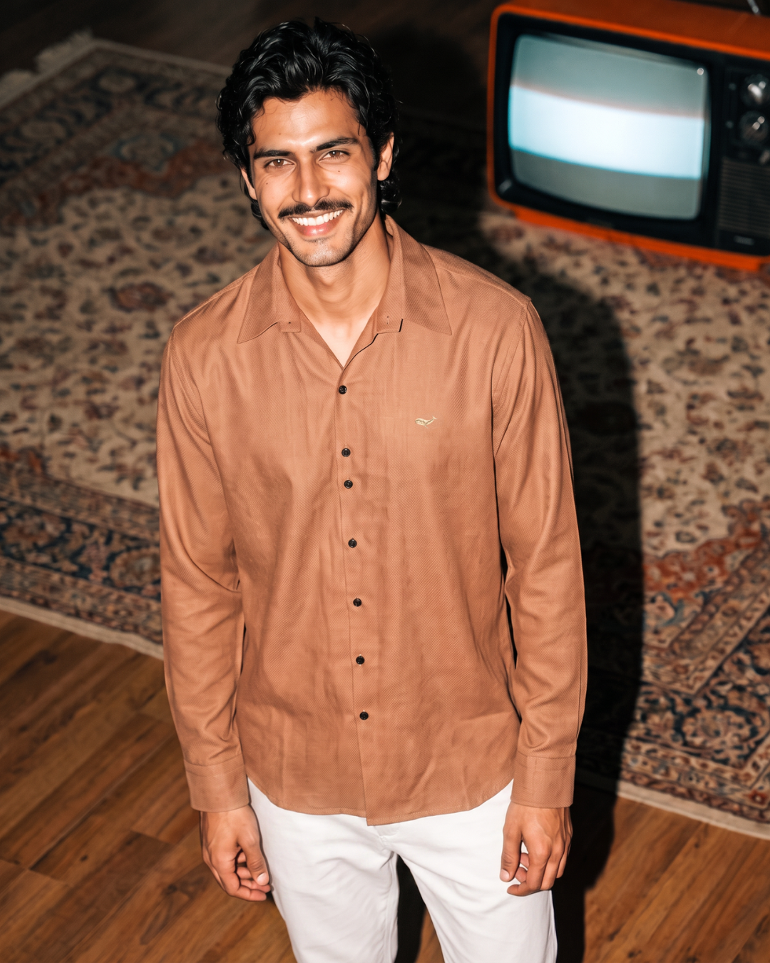 The Dark Brown Cotton- Button Down Spread Collar Shirt